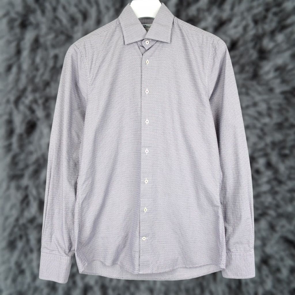 Vintage STENSTROMS Shirt Men's 39 / 15 1/2 Purple Button Slimline Twofold Super Cotton Button-Up Long Sleeve Size US L / EU 52-54 / 3 - 1 Thumbnail