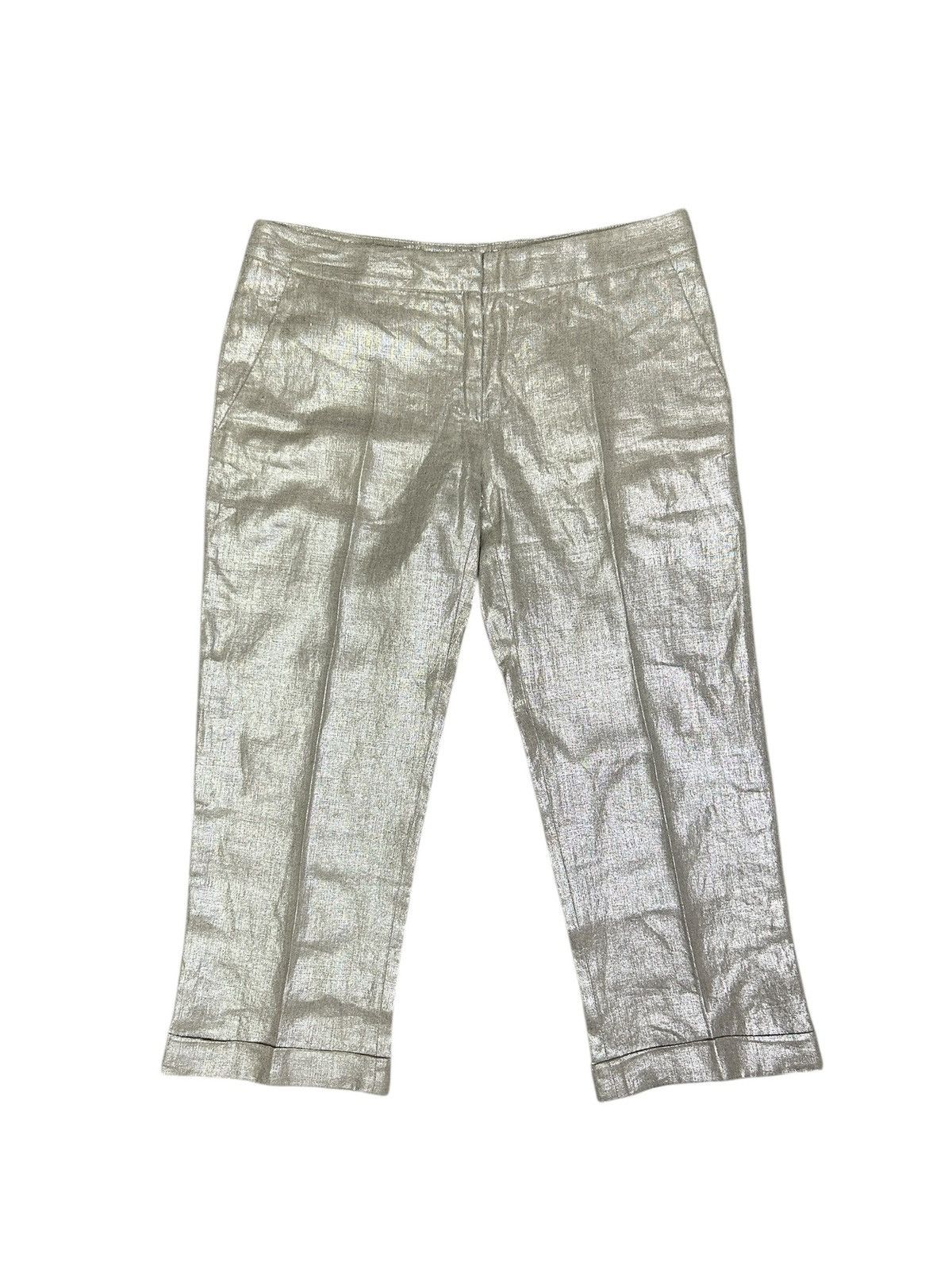 Alexander McQueen S/S 06 Gold Linen Capri Pants Size 26" / US 2 / IT 38 - 1 Thumbnail