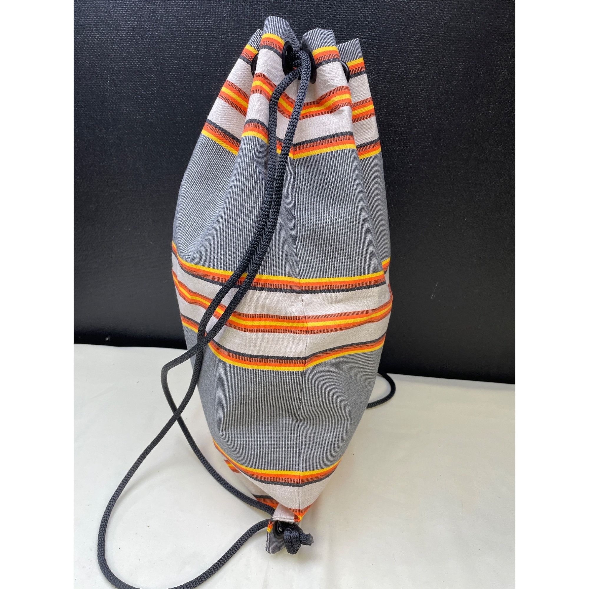 Other Unisex Draw String Back Pack Gray/Orange Water & Fade resist Size ONE SIZE - 4 Thumbnail