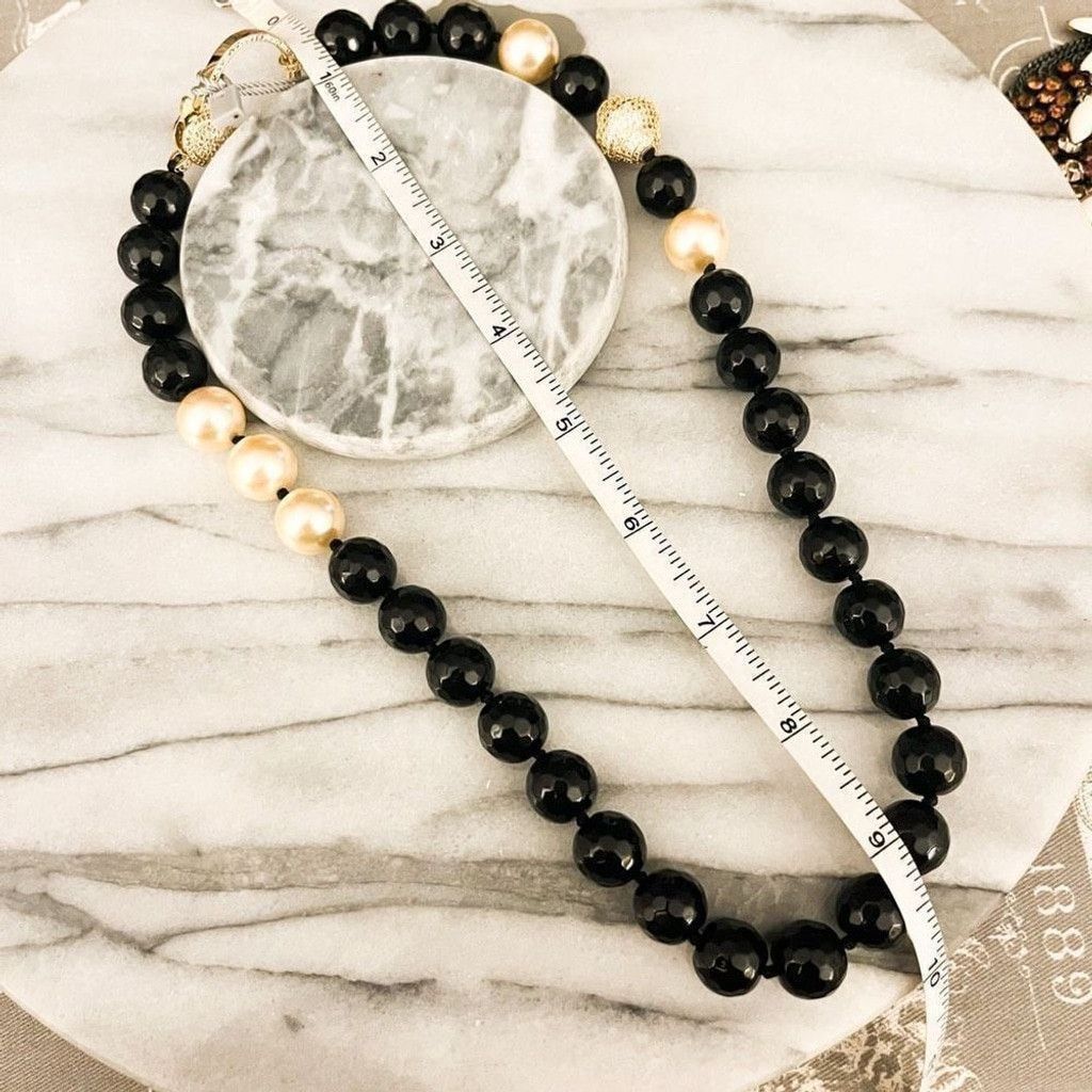 Designer Bella Pietra Etched Black Onyx Beaded Necklace Size ONE SIZE - 6 Thumbnail