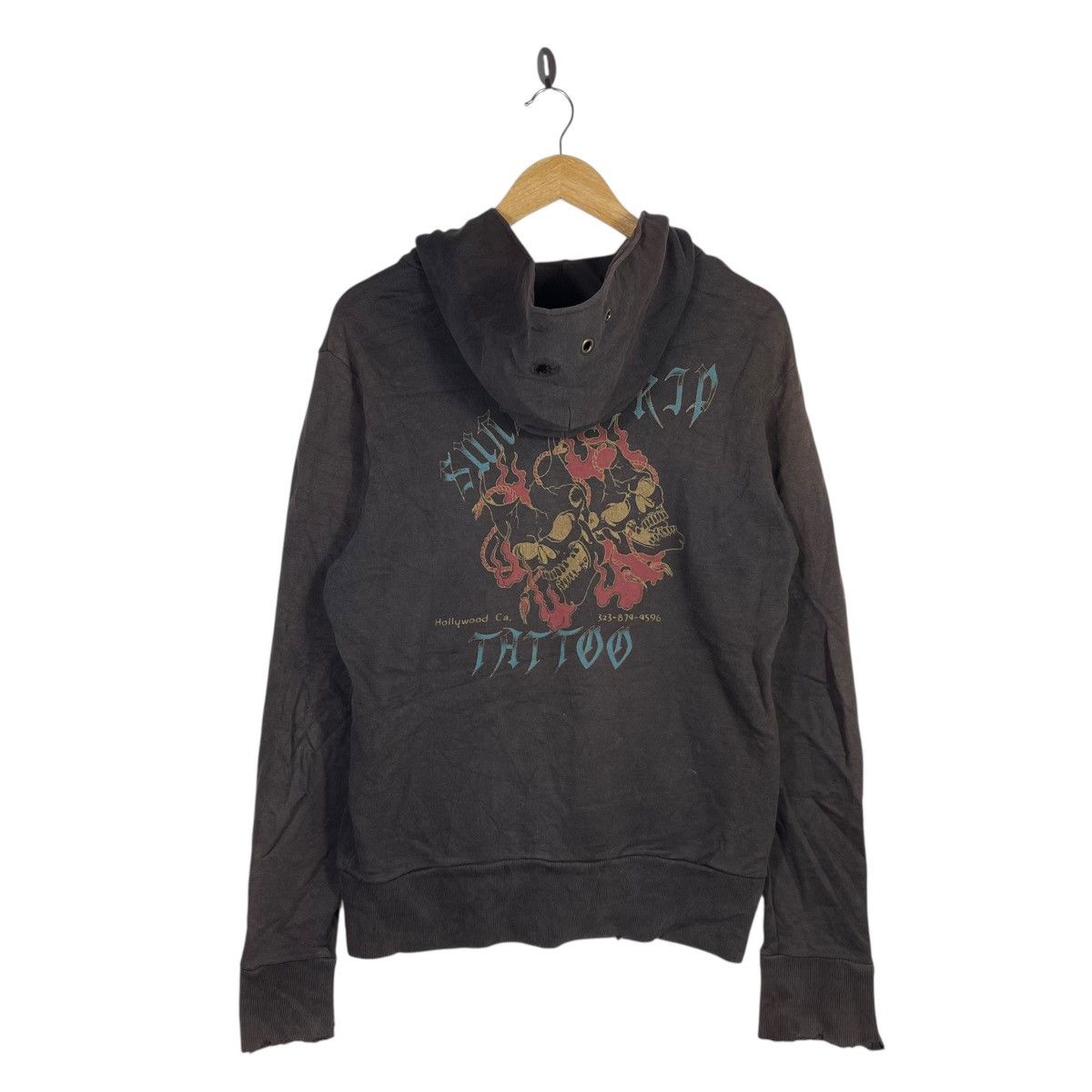Japanese Brand Japanese Brand Skull Tattoo Full Zip Hoodie Dark Brown Size US L / EU 52-54 / 3 - 1 Thumbnail