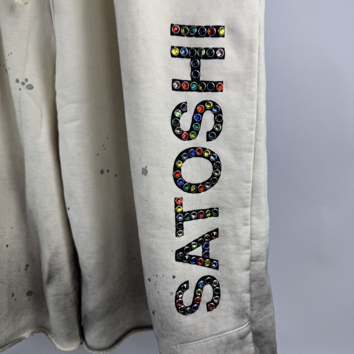 Satoshi Nakamoto CREAM RHINESTONE LOGO 3 QUARTER LONG SHORTS Size US 36 / EU 52 - 3 Thumbnail