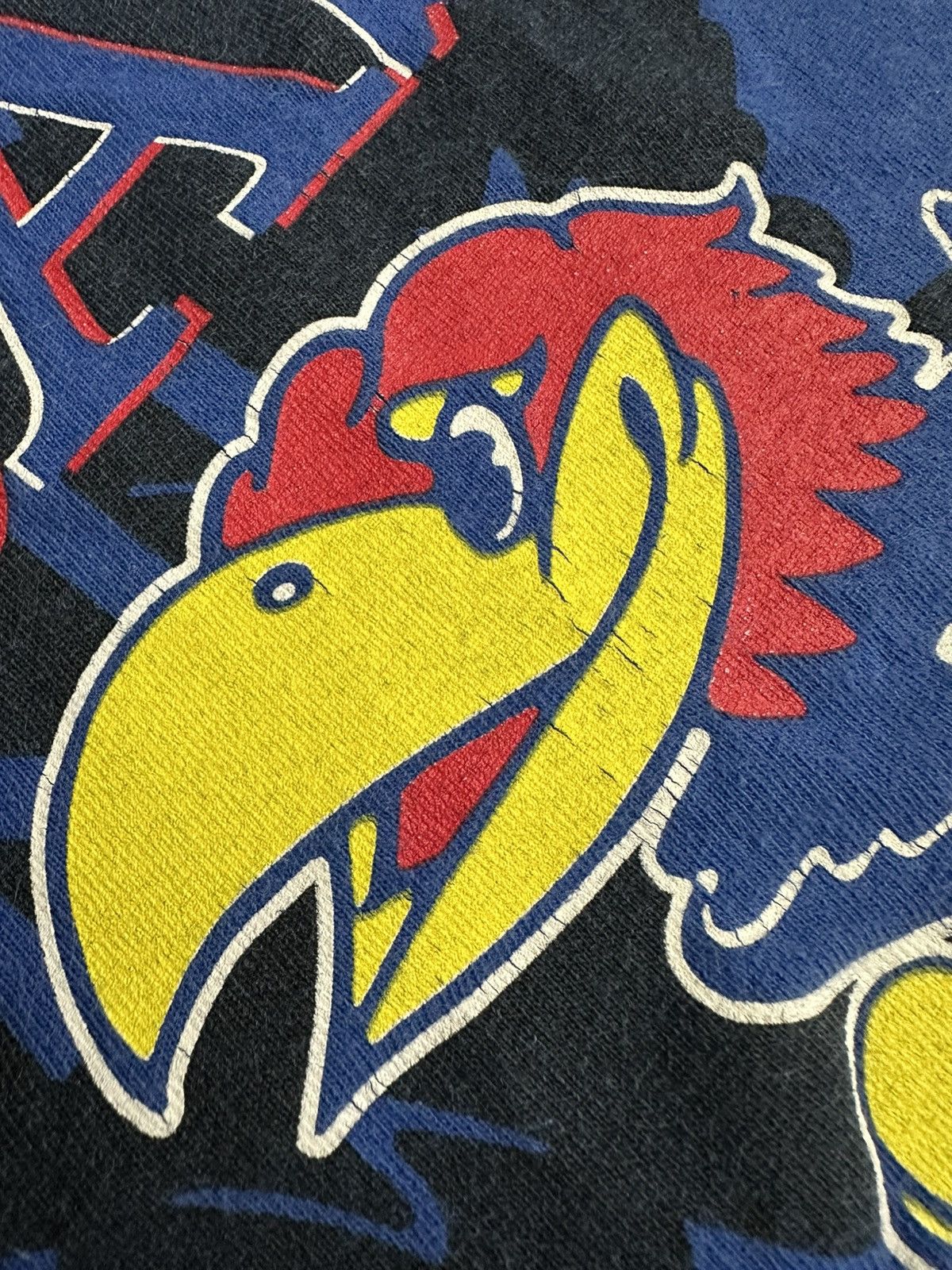 NCAA × Vintage Vintage 90s Kansas Jayhawks KU Single Stitch Tshirt XL Size US XL / EU 56 / 4 - 11 Thumbnail