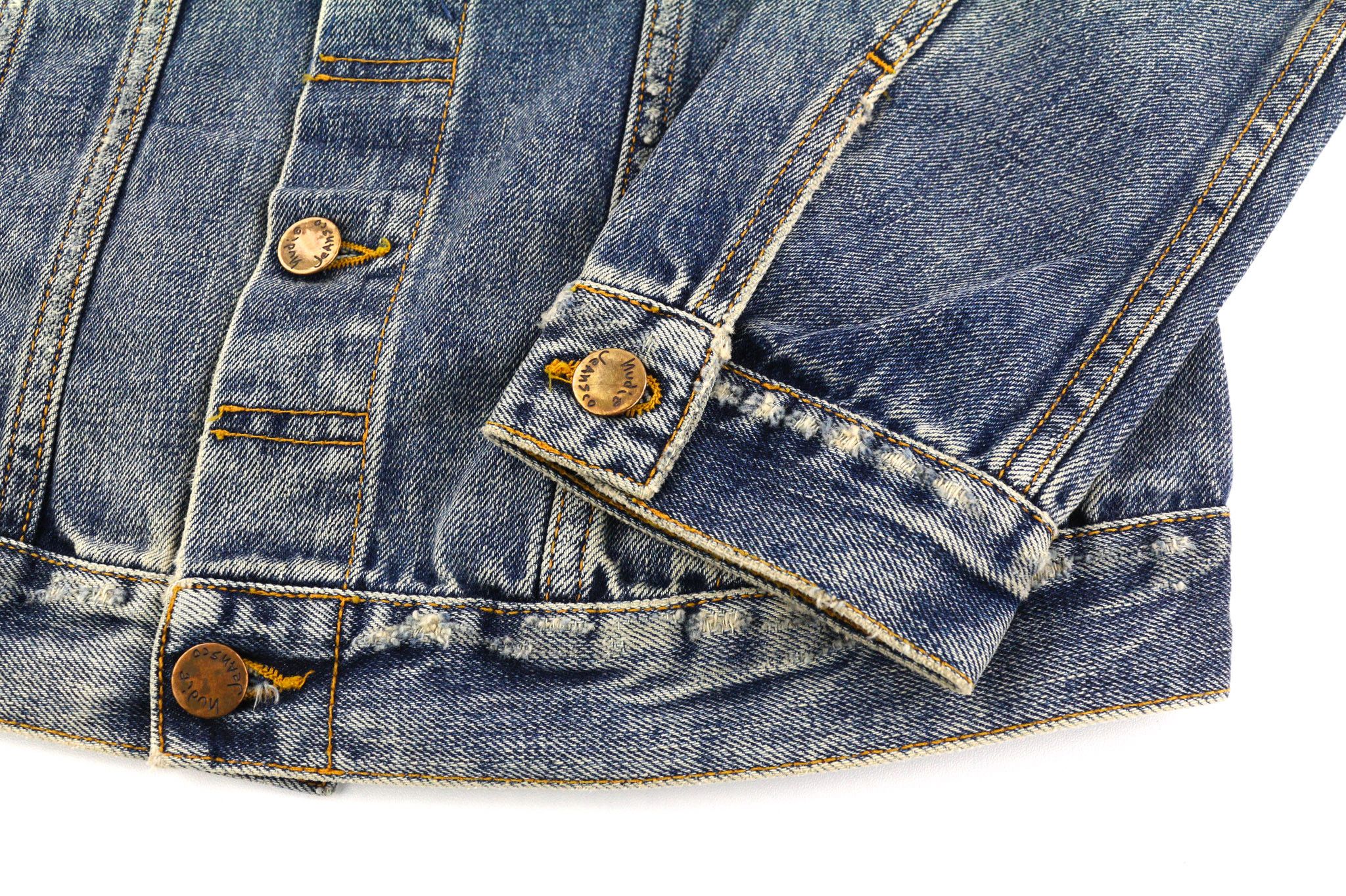 Nudie Jeans BILLY S Shimmering Indigo Washed Ripped Polo Jacket 82491 Size US S / EU 44-46 / 1 - 5 Thumbnail