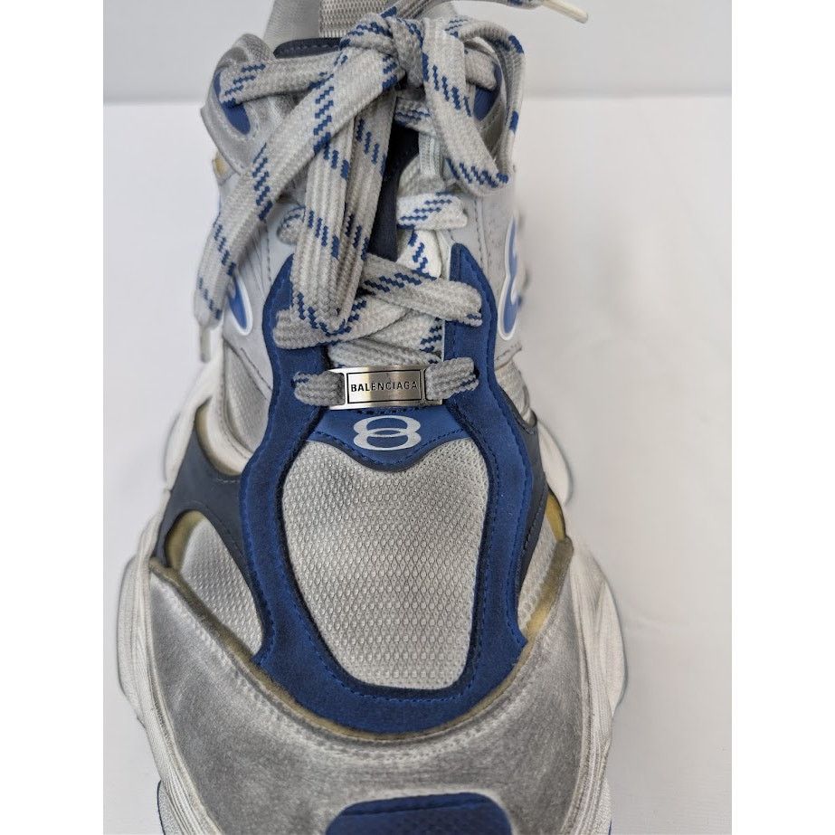 Balenciaga o1rshd1 Suede Mesh Cargo Sneakers in Grey/White/Blue Size US 10 / EU 43 - 15 Thumbnail