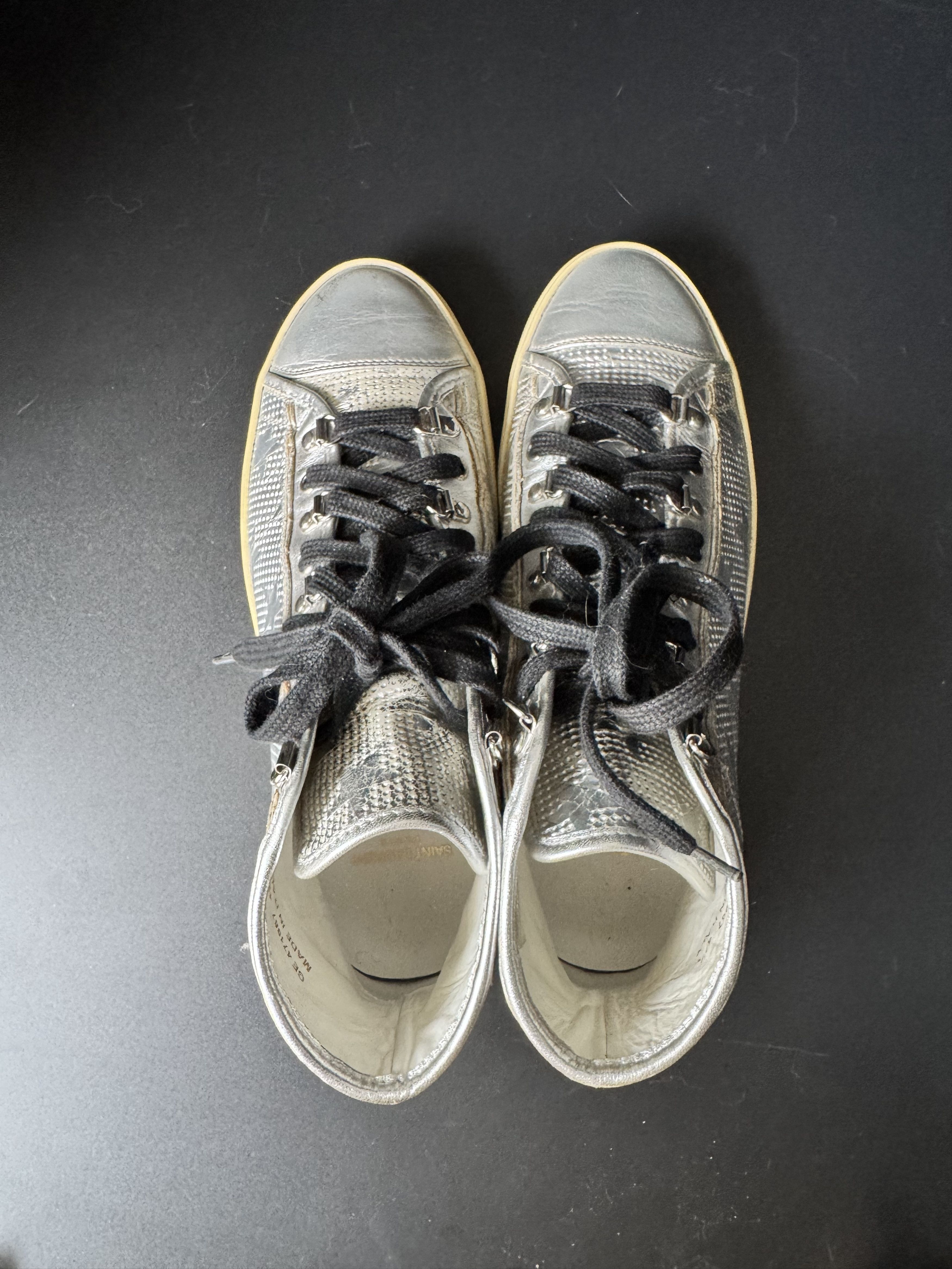 Saint Laurent Metallic Star Rivington Sneakers, view 4