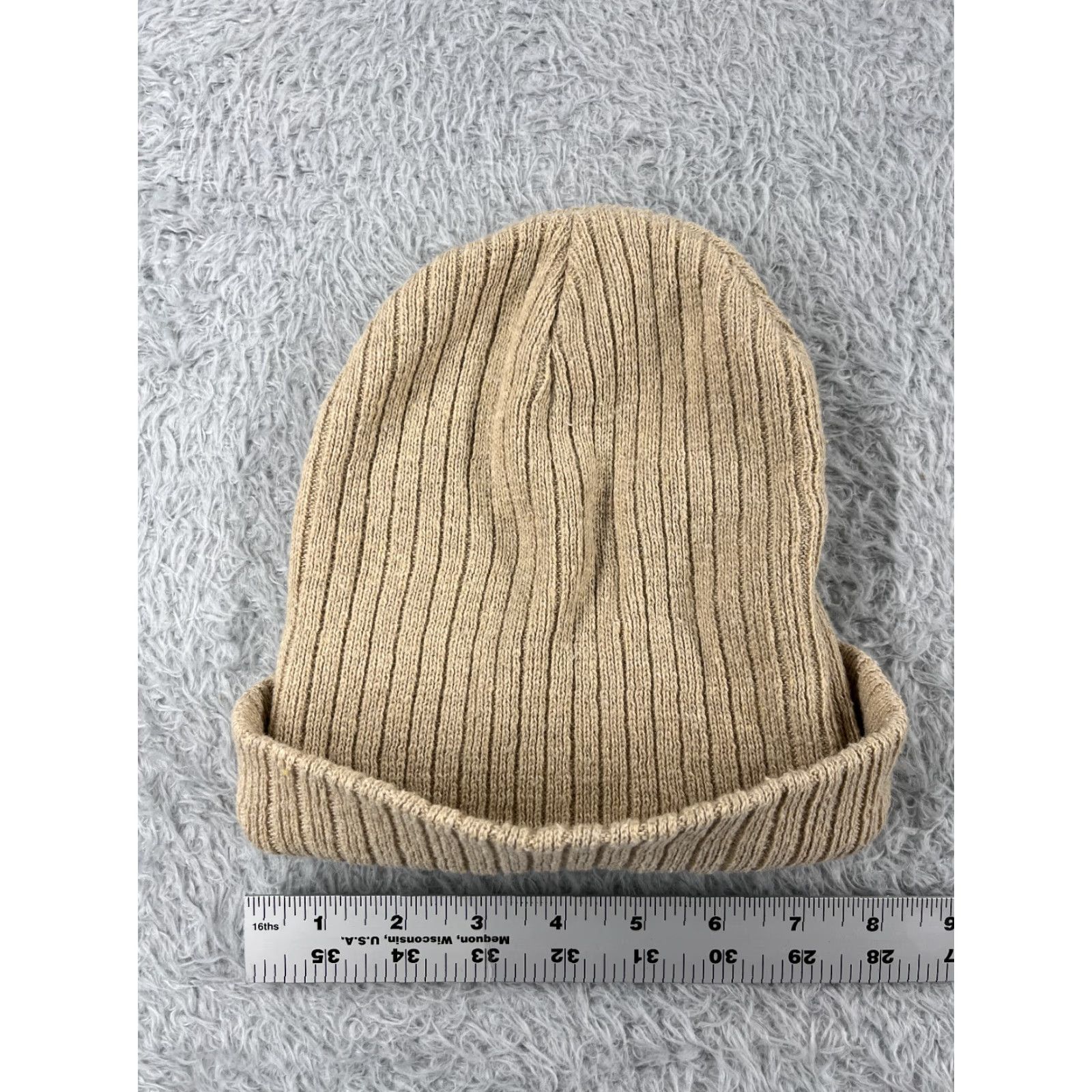 Vintage Daiso Beanie Adult One Size Beige Knit Ribbed Acrylic Polyester Blend Ski Hat Size ONE SIZE - 3 Thumbnail