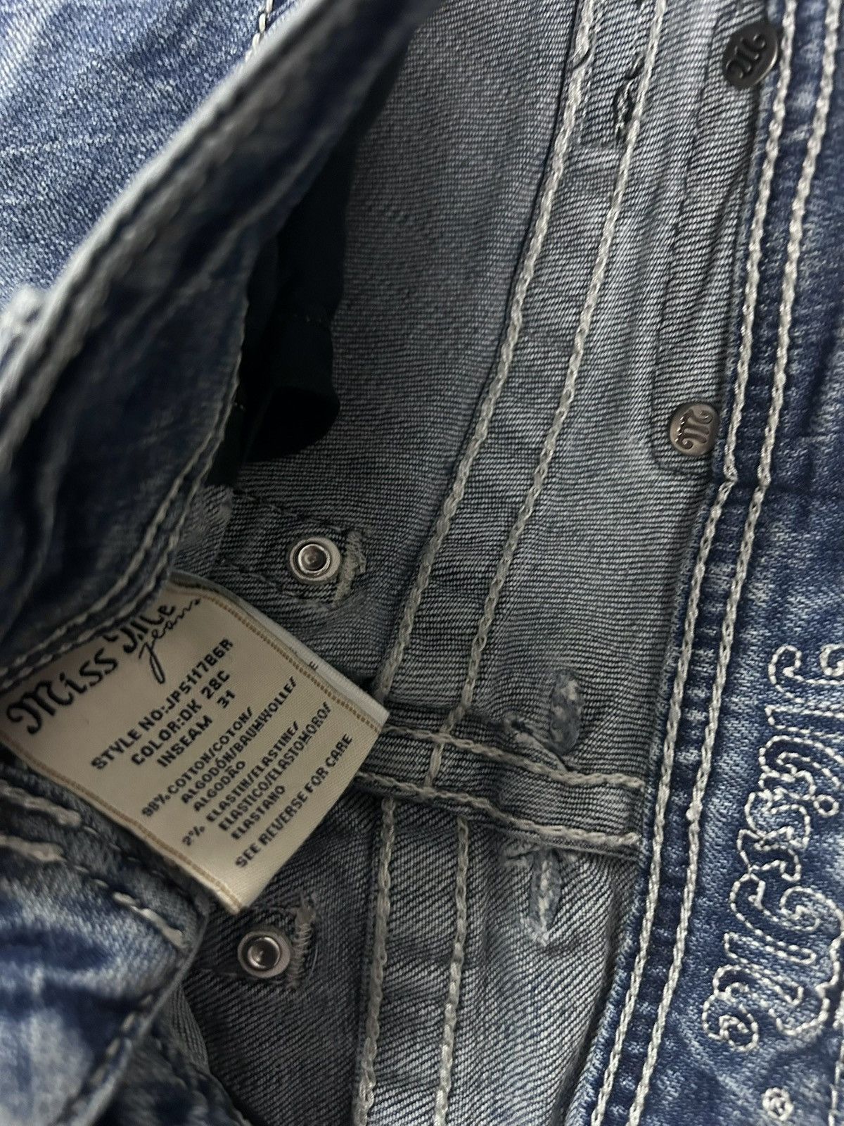 Miss Me Miss Me flared bootcut white stitching denim vintage y2k Size 30" / US 8 / IT 44 - 10 Thumbnail