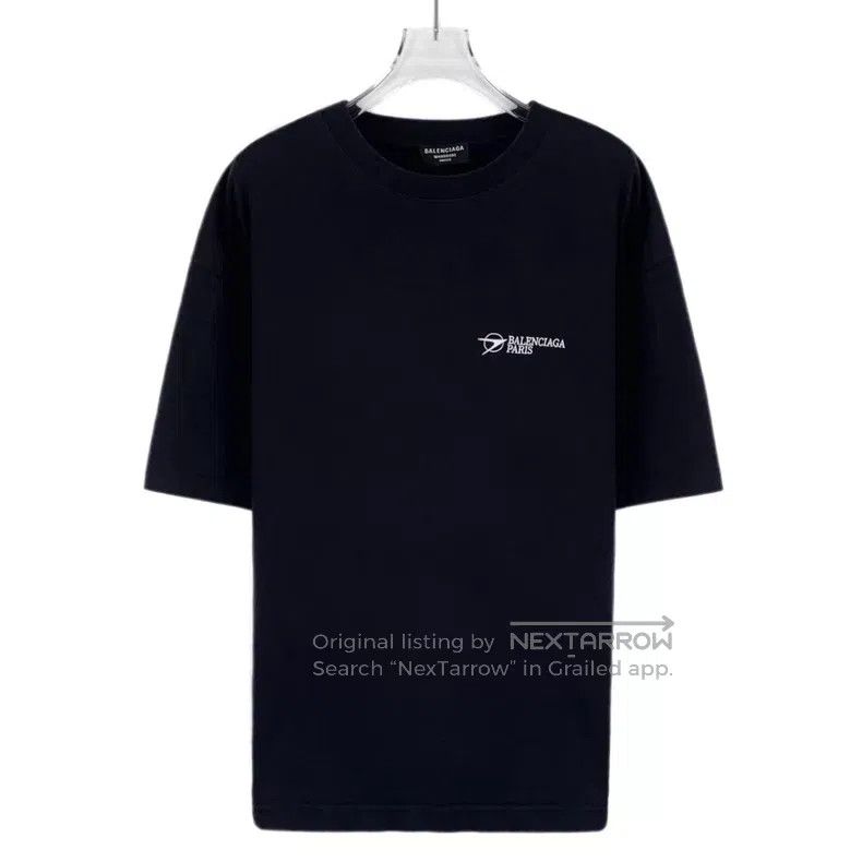 Balenciaga Balenciaga Black Logo Letter Embroidered Round Neck Short Size US S / EU 44-46 / 1 - 1 Thumbnail