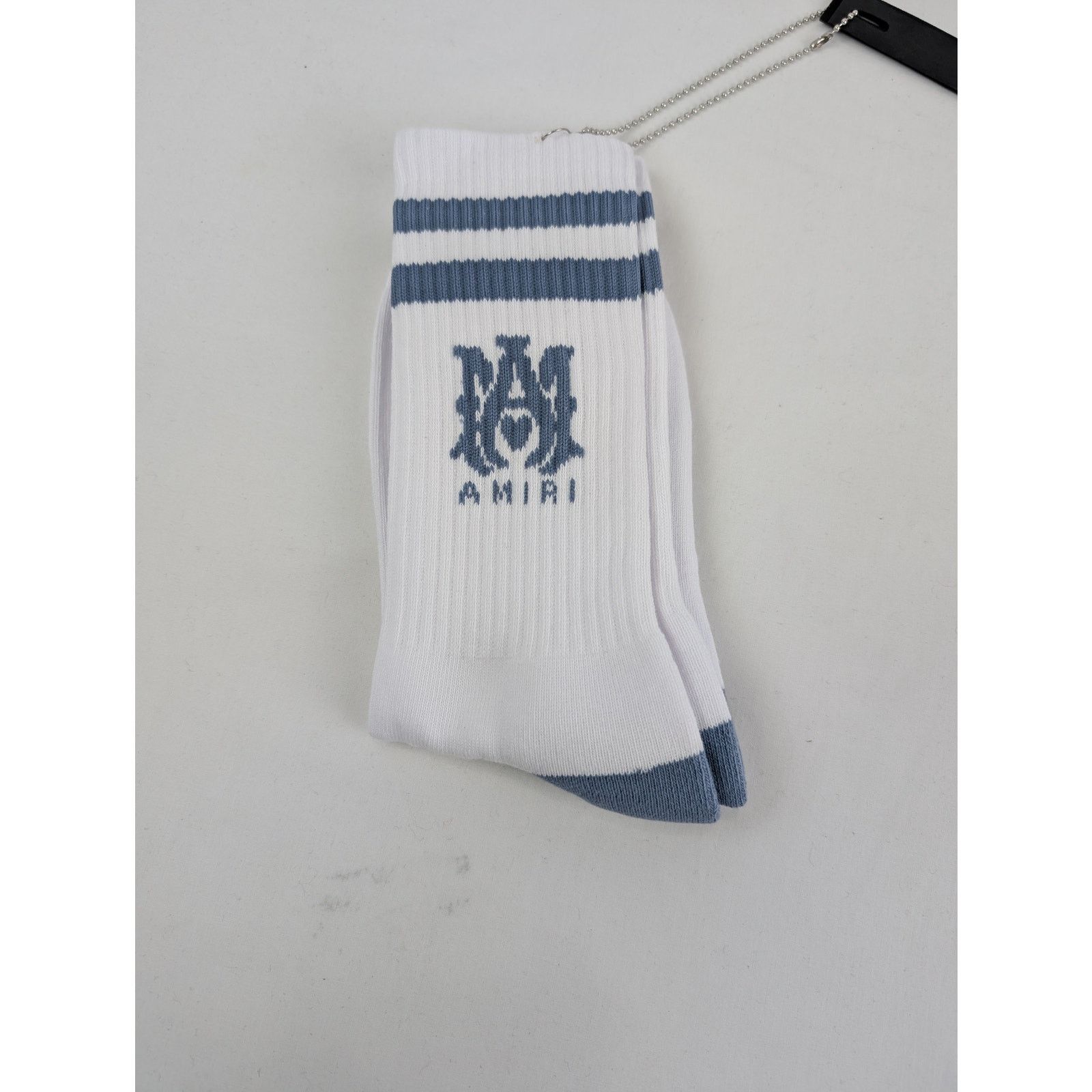 Amiri o1rshd1 Q:2 / Size: 45-46 / MA Stripe Socks White/Dusty Blue Size ONE SIZE - 4 Thumbnail