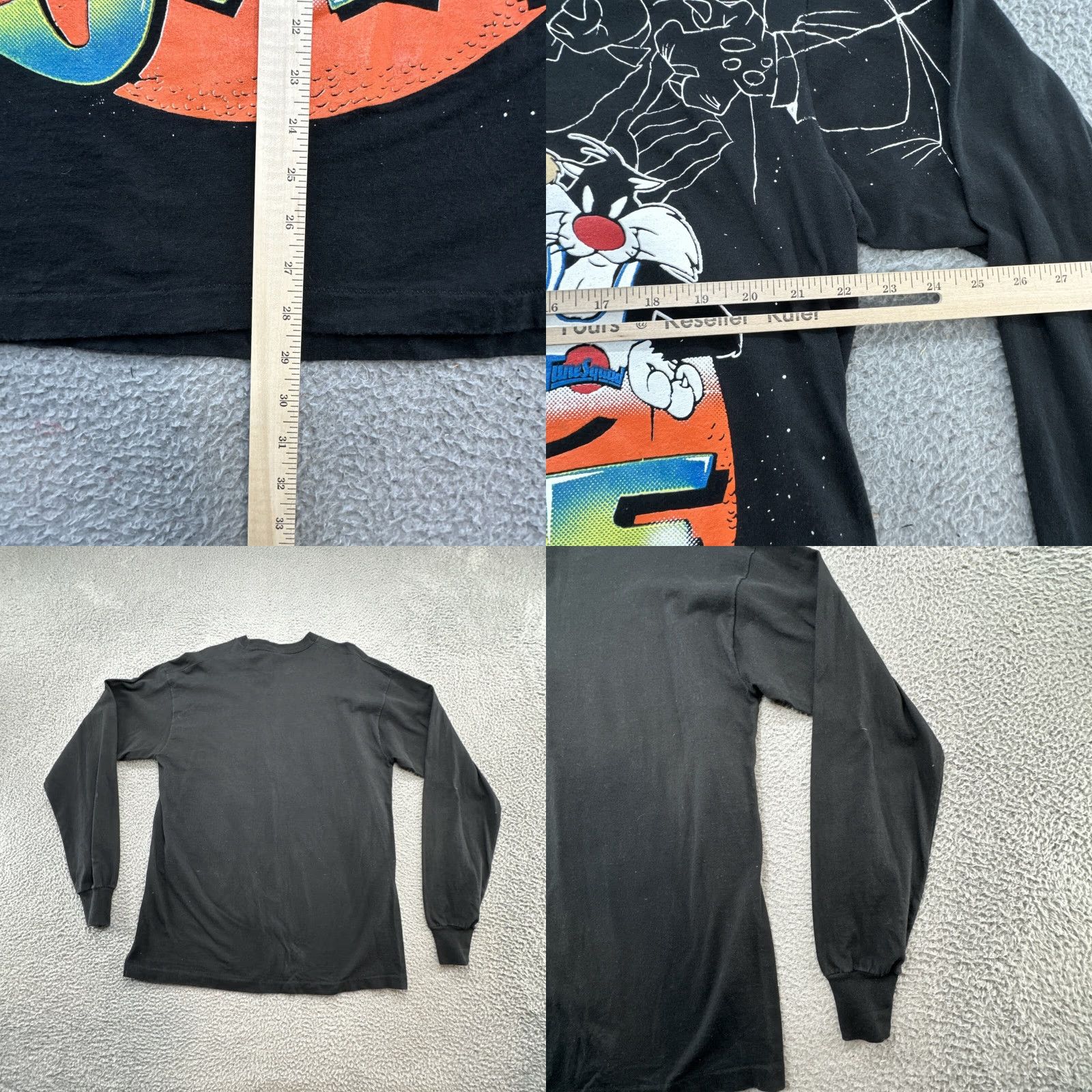 Vintage VTG Space Jam T-Shirt Long Sleeve Men L Black Cartoon Movie 1996 90s Slim Fit? Size US L / EU 52-54 / 3 - 9 Thumbnail