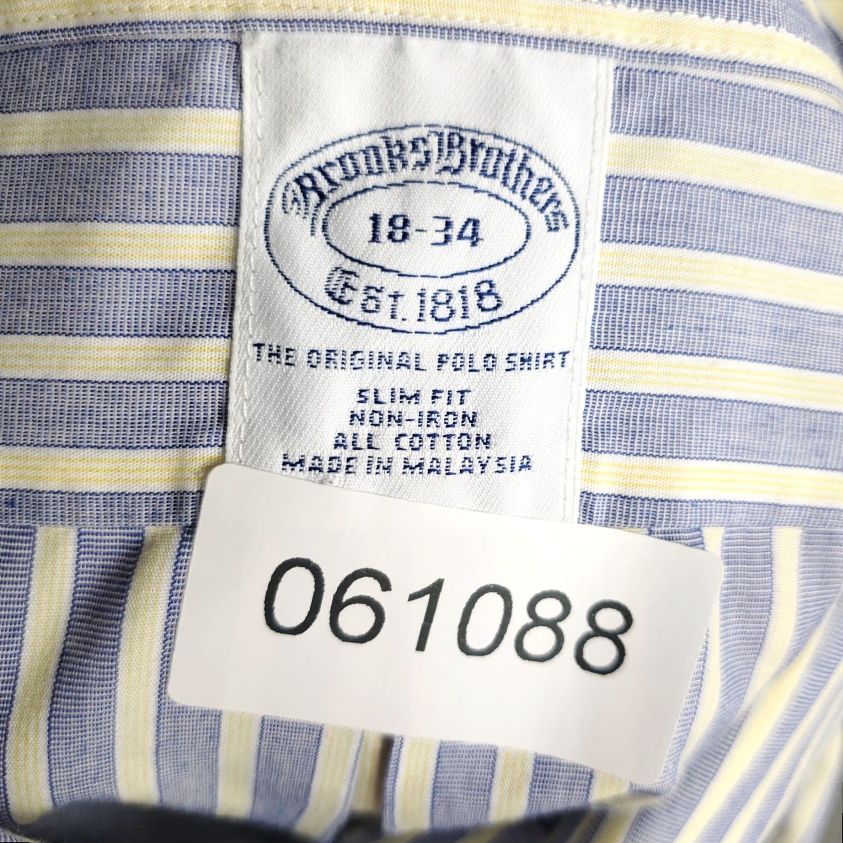 Brooks Brothers Brooks Brothers Shirt Mens 18 Blue Striped Dress Shirt Long Sleeve Button-Down Collar Regular Cotton Size 48R - 7 Thumbnail