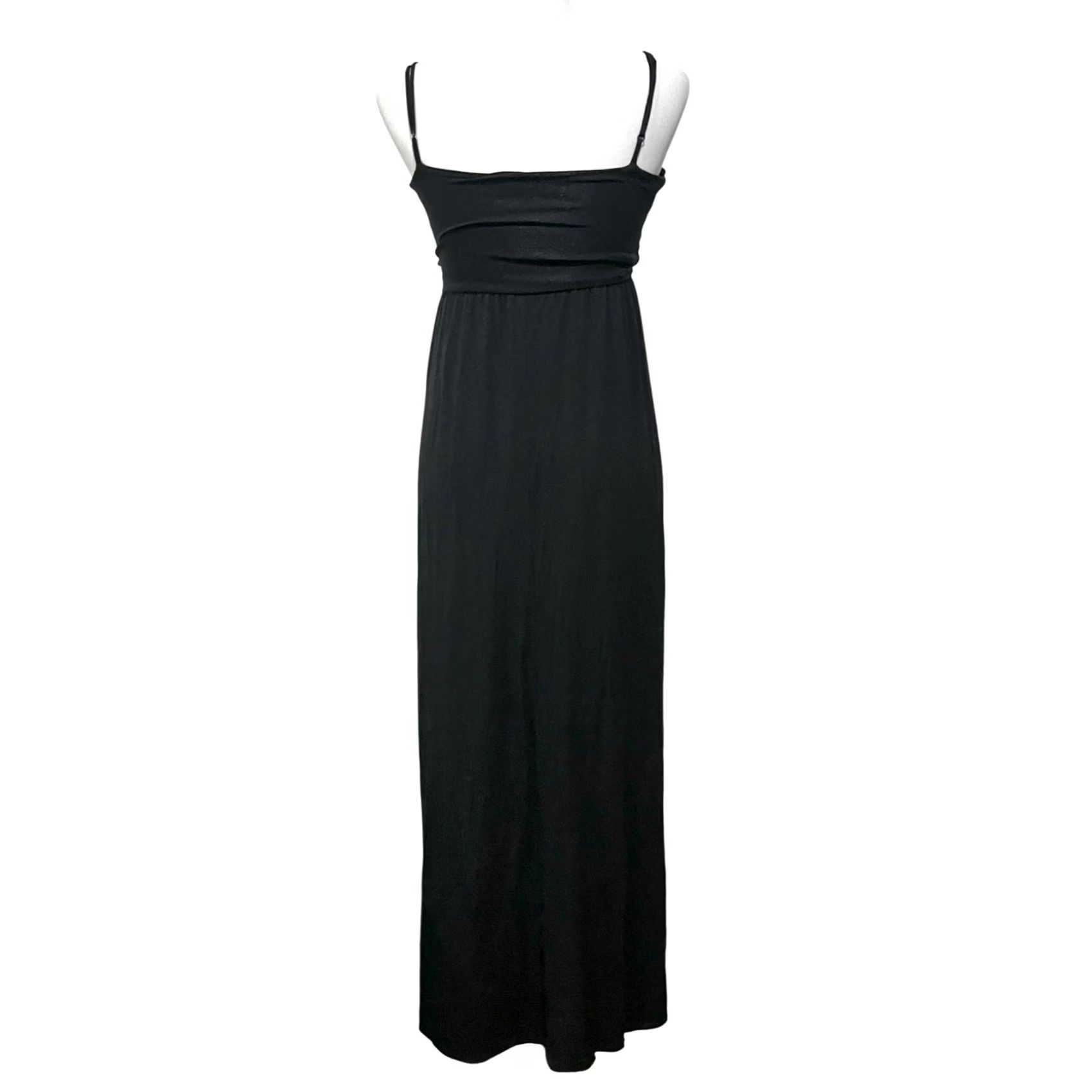 Vintage Francesca's Casual Dress Black Maxi Jersey Knit Tie Front Spaghetti Straps XXS Dress Tank Dress Sleeveless Women Size XXS / US 00 / IT 34 - 5 Thumbnail