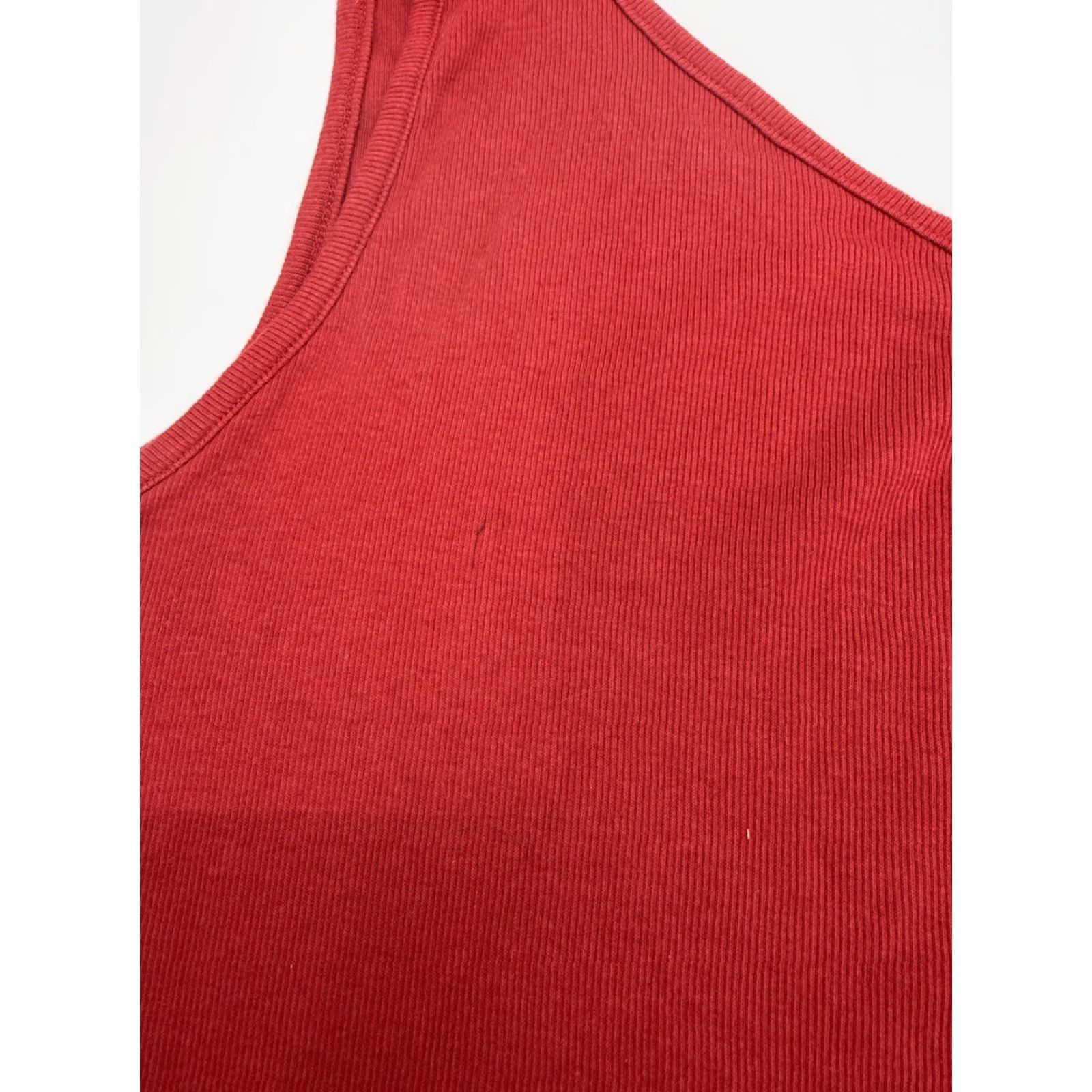 Vintage A New Day Red One Shoulder Tank Top XXL Womens Casual Sleeveless Ribbed Strap Cotton Modal Spandex Size XXL / US 16-18 / IT 52-54 - 2 Thumbnail
