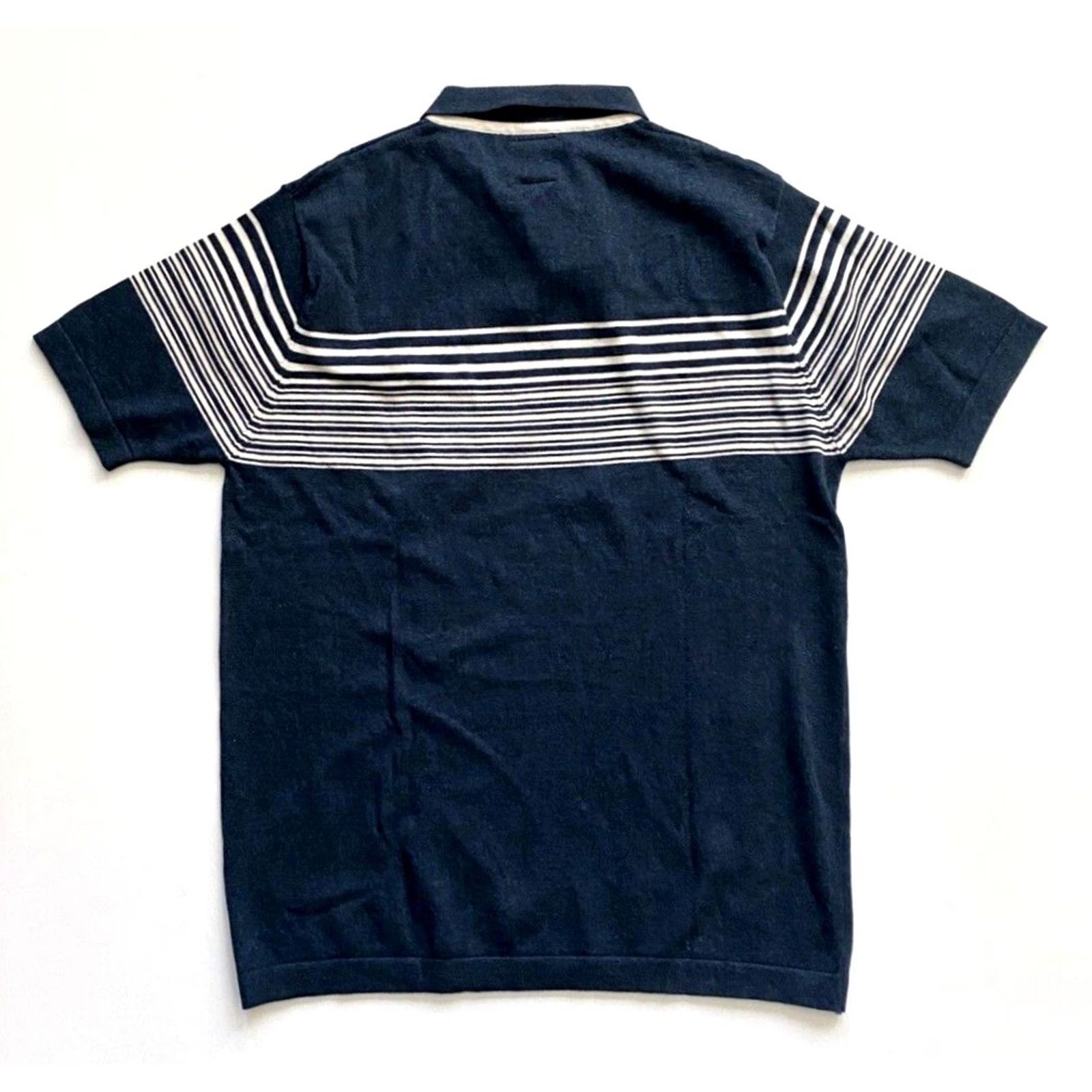 Vintage Baga's Men Knit Polo Shirt L Blue Gray Striped Short Sleeve Collared City Preppy Vintage? Size US L / EU 52-54 / 3 - 3 Thumbnail