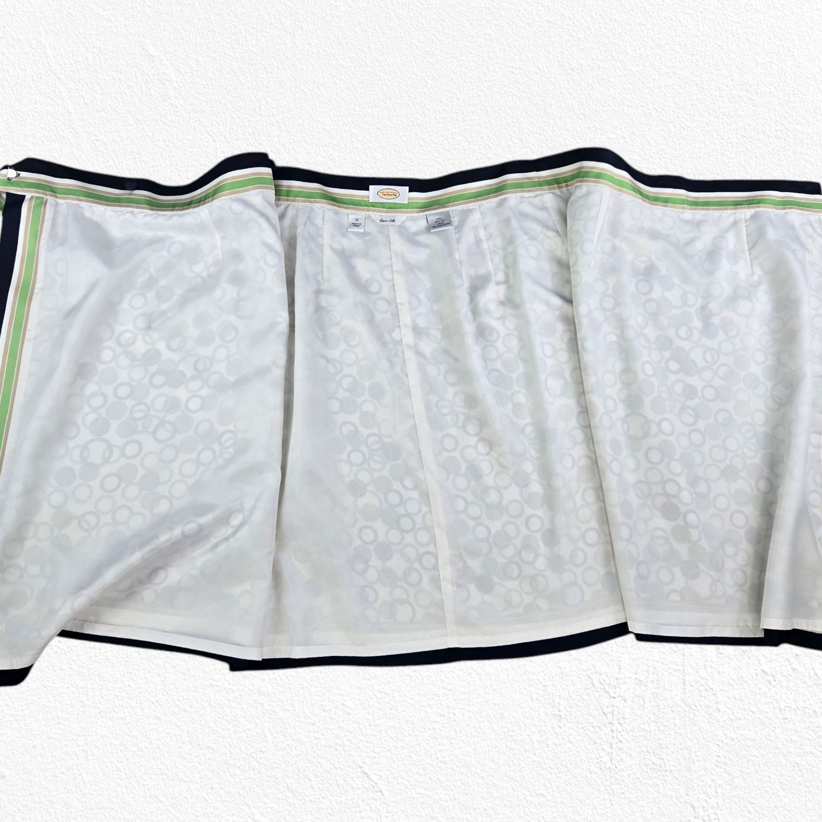 Vintage Vintage Green Navy Retro Mod Silk Wrap Skirt Size 12 Size 34" / US 12 / IT 48 - 10 Thumbnail