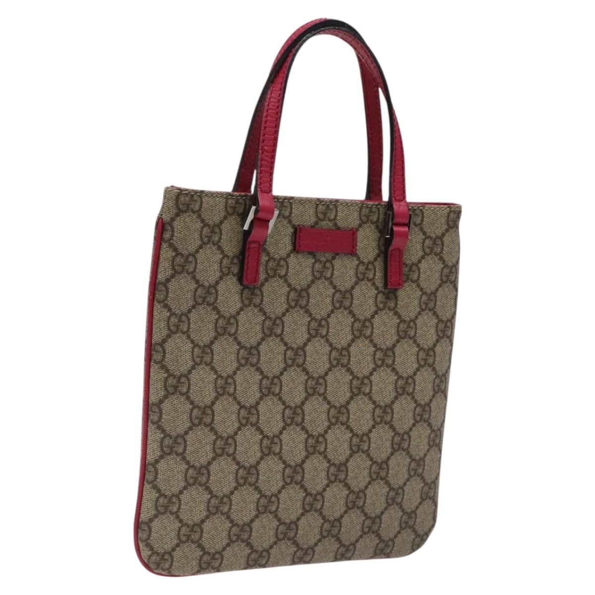 Gucci GG Supreme Mini Hand Bag Pvc Leather Beige 114600 Auth 119443, Women's