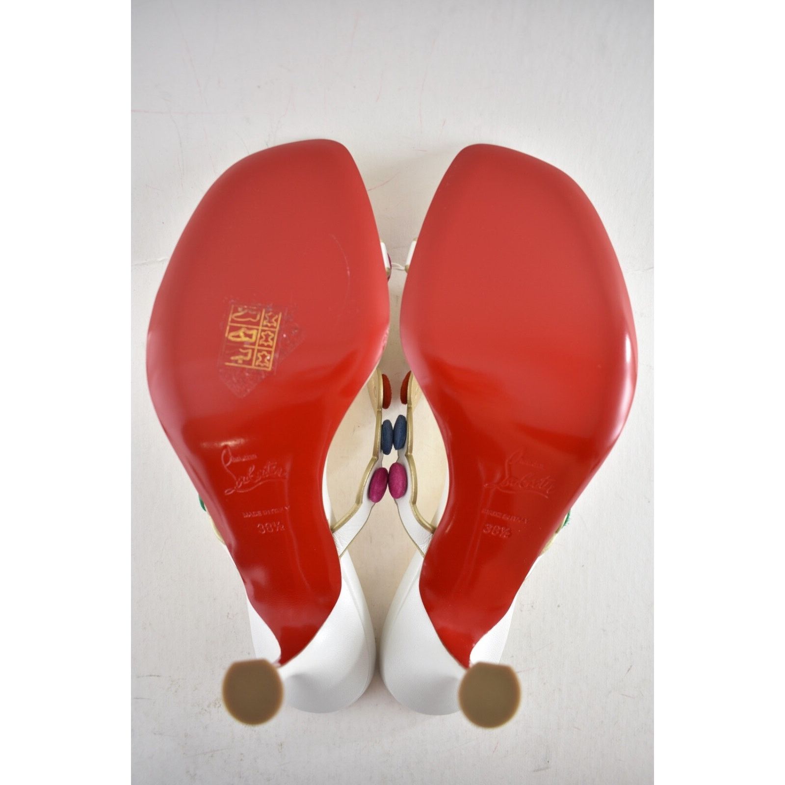 Christian Louboutin Smarta 85 White Multi Backless Mule Sandal Heel Pump 38.5 Size US 8.5 / IT 38.5 - 13 Thumbnail
