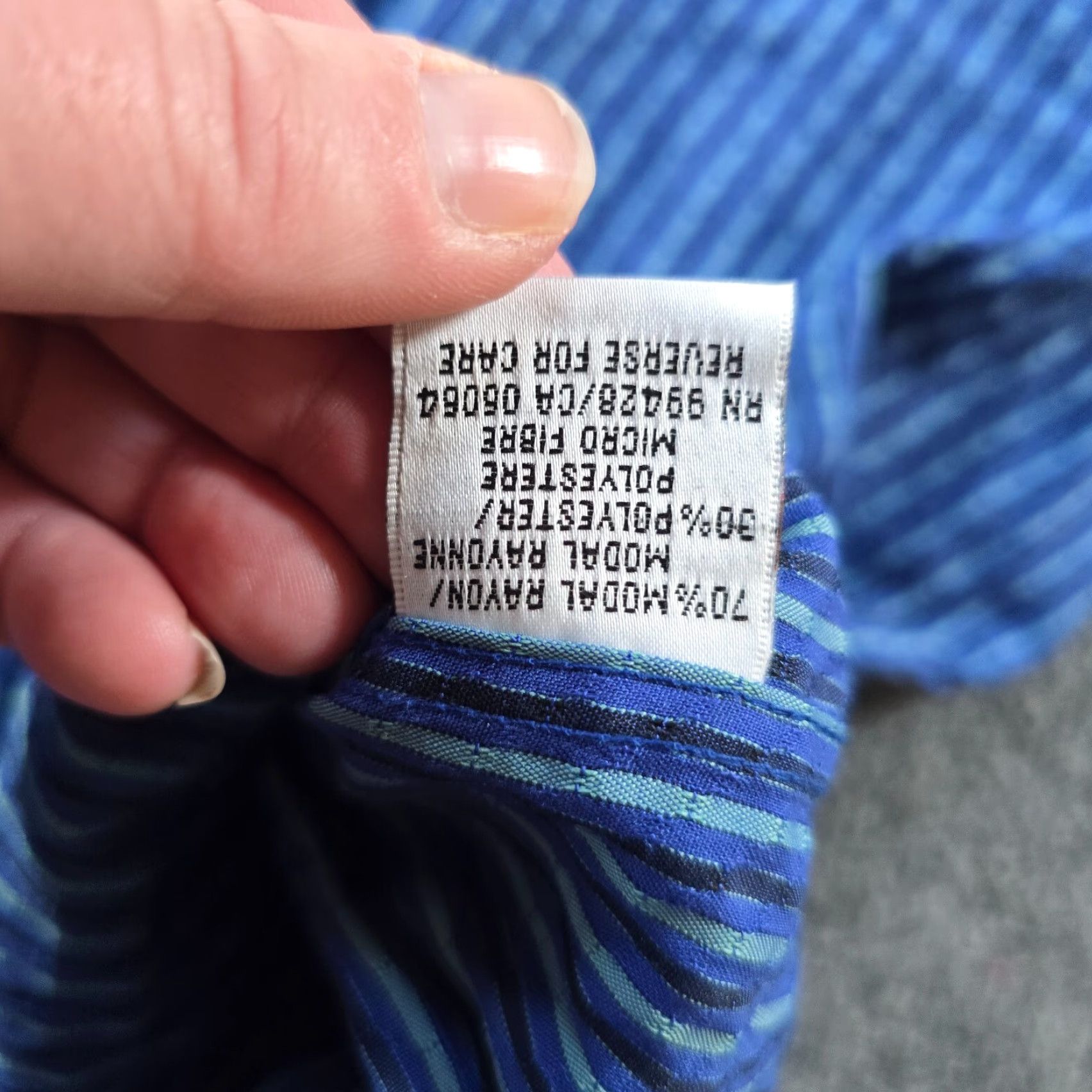 BUGATCHI VINTAGE Bugatchi Uomo Shirt Mens Large Blue Striped Textured Long Sleeve Career Casual Size US L / EU 52-54 / 3 - 7 Thumbnail