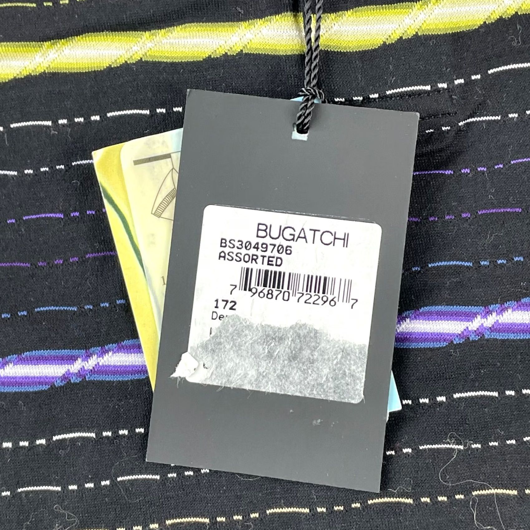 BUGATCHI BUGATCHI Polo Shirt Men Medium Black Multi Striped Mercerized Cotton SS NWT 29 Size US M / EU 48-50 / 2 - 3 Thumbnail