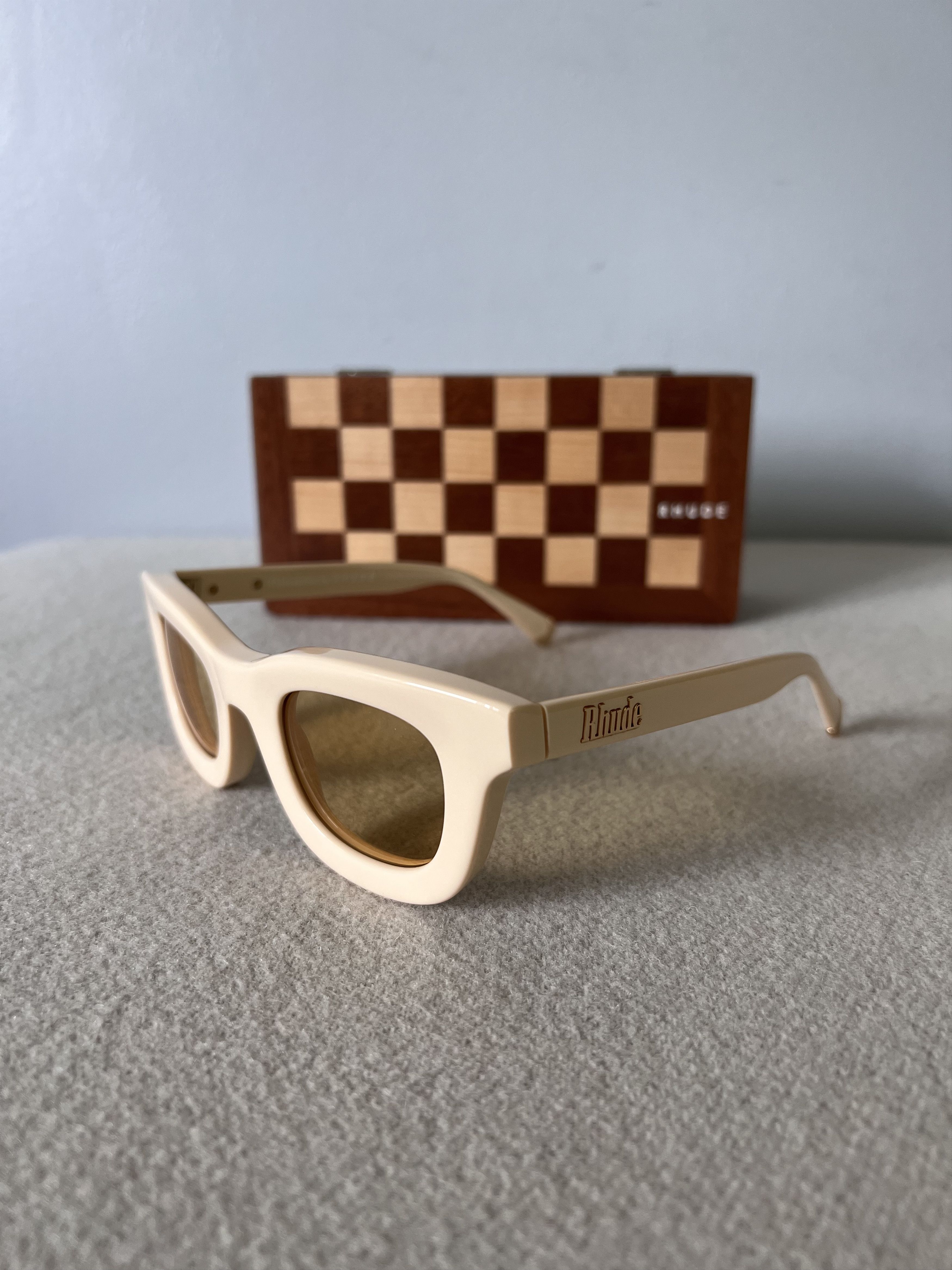 Rhude Rhude New Rhodeo Sunglasses in White with Yellow Lens Size ONE SIZE - 1 Thumbnail