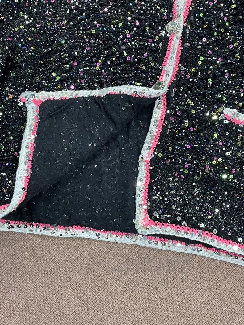 Chanel Chanel 24C black background colour sequin cardigan jacket Size XXS / US 00 / IT 34 - 4 Thumbnail