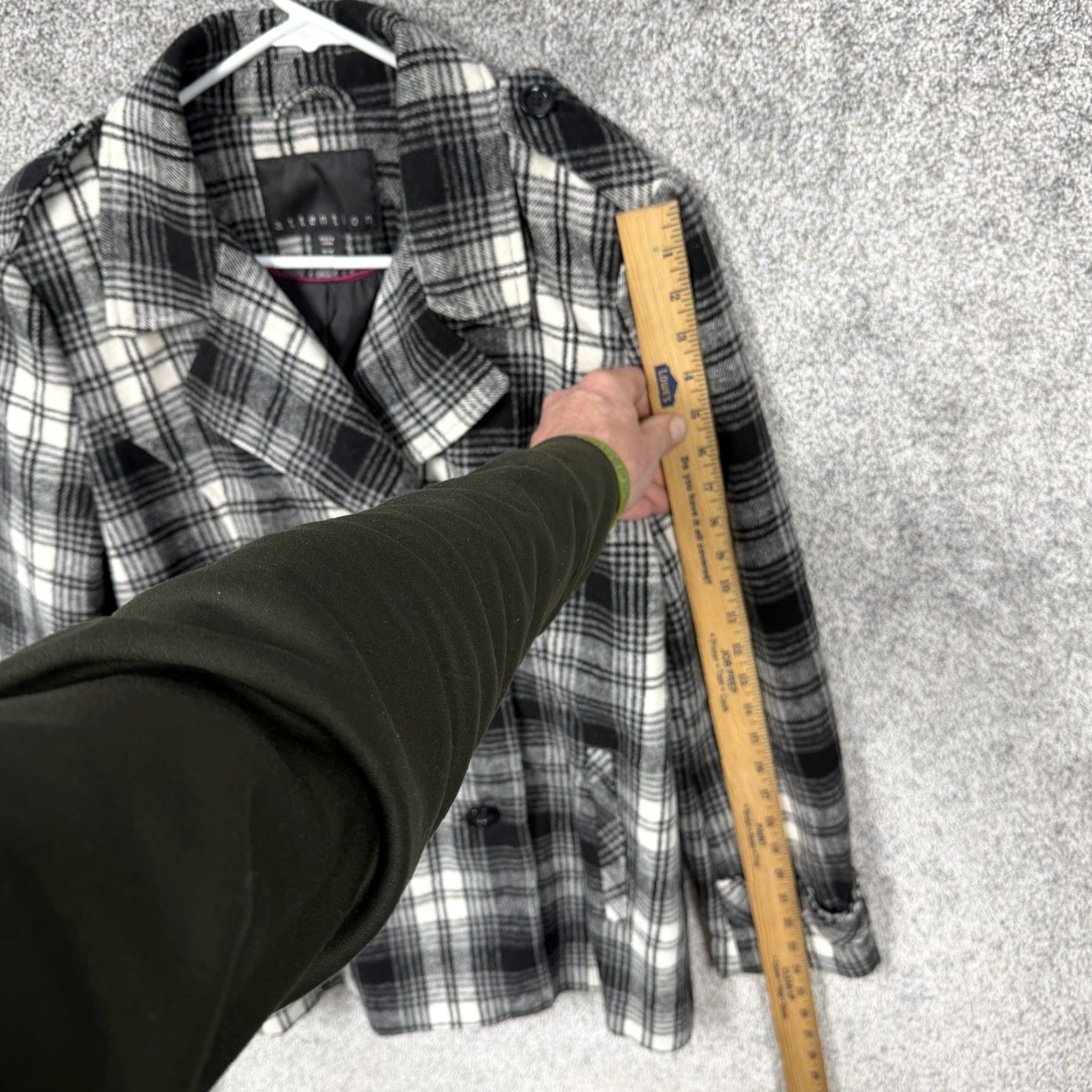 Doublet Attention Pea Coat Womens M Black White Plaid Double Breasted Cozy Dark Academia Coat Size M / US 6-8 / IT 42-44 - 3 Thumbnail