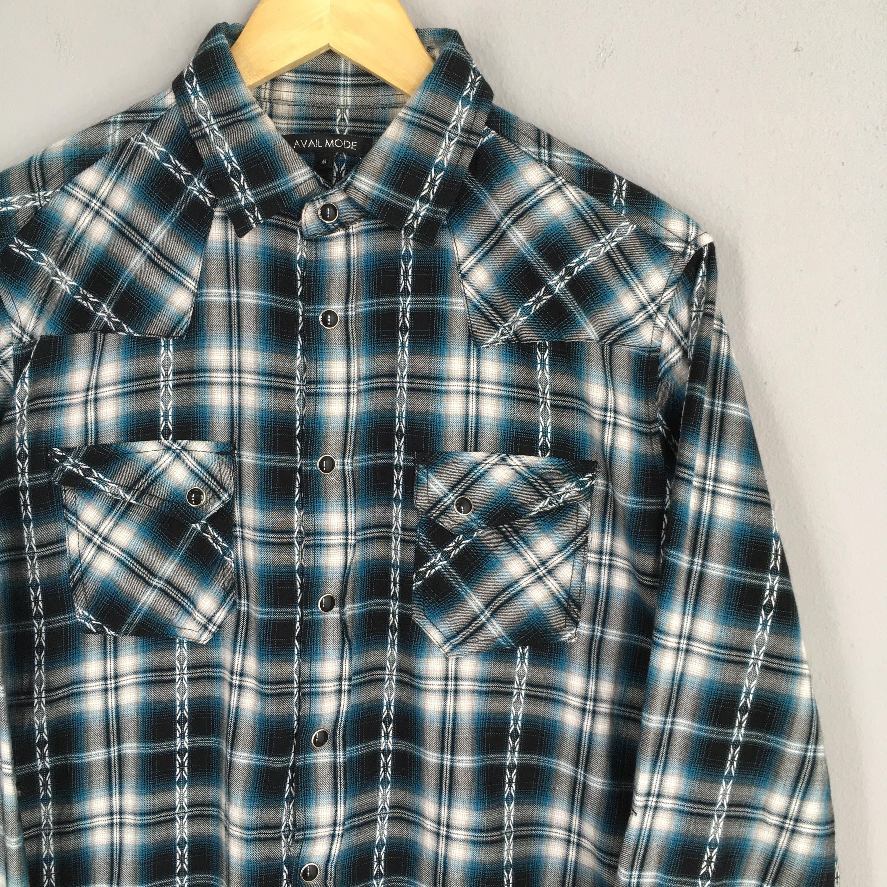 Flannel × Vintage Vintage Avail Mode Plaid Shadow Checkered Shirt Medium Size US M / EU 48-50 / 2 - 2 Thumbnail