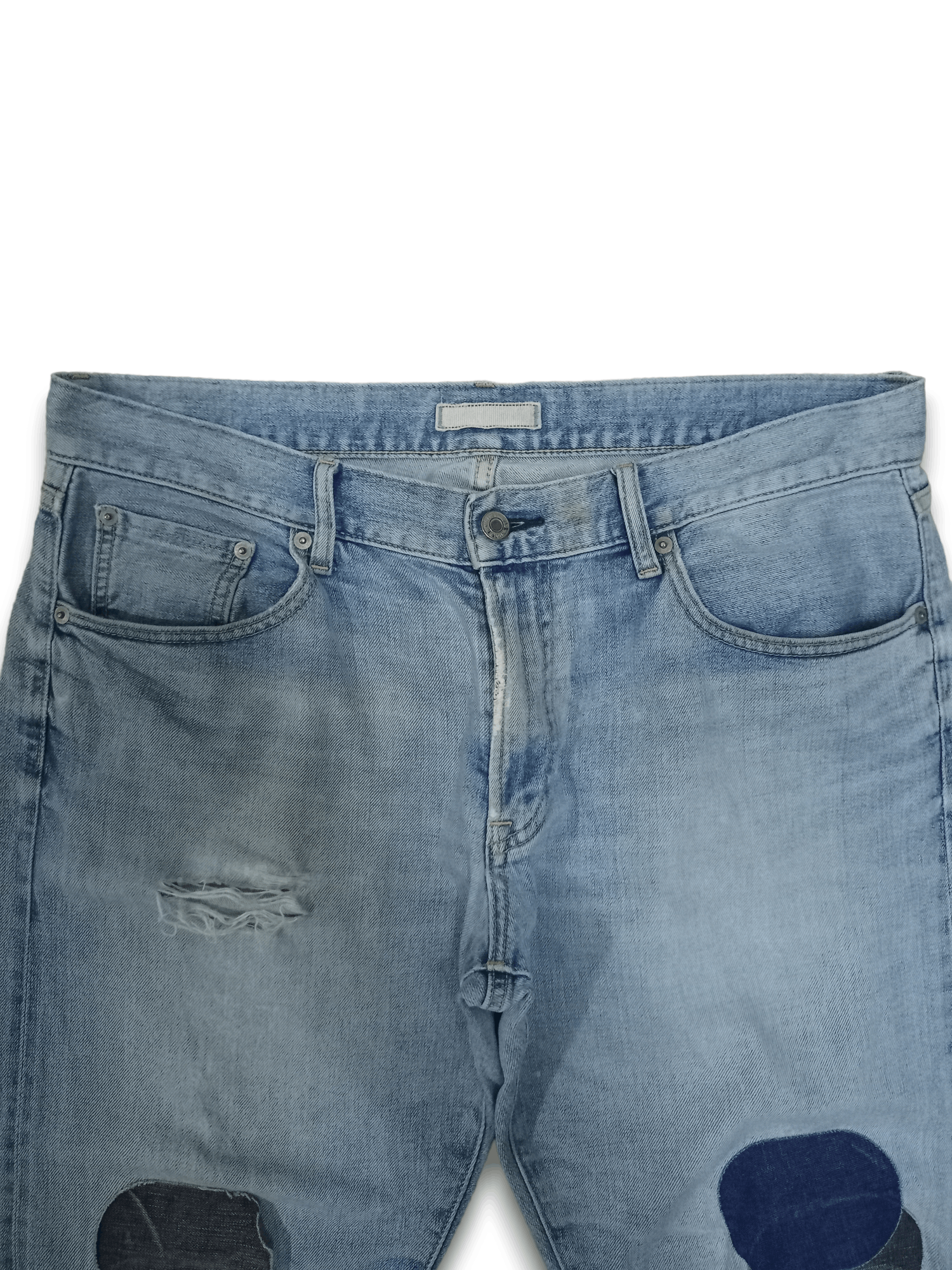 Japanese Brand × Uniqlo Vintage Uniqlo Selvedge Patched Loose Jeans 36x31 Size US 36 / EU 52 - 4 Thumbnail