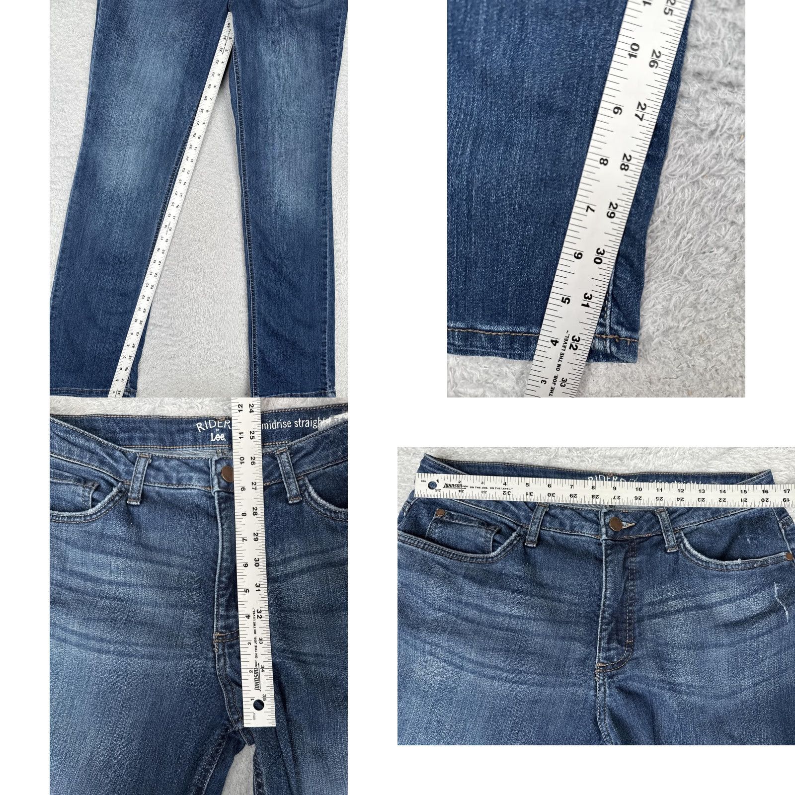 Lee Riders By Lee Jeans Women Mid Rise Straight Leg Stretch Denim Blue 32x33 Size 24" / US 00 / IT 34 - 8 Thumbnail