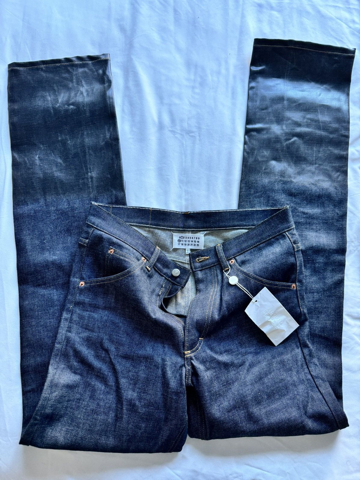 Maison Margiela BNWT Maison Margiela Lacquered turn-up jeans | Grailed