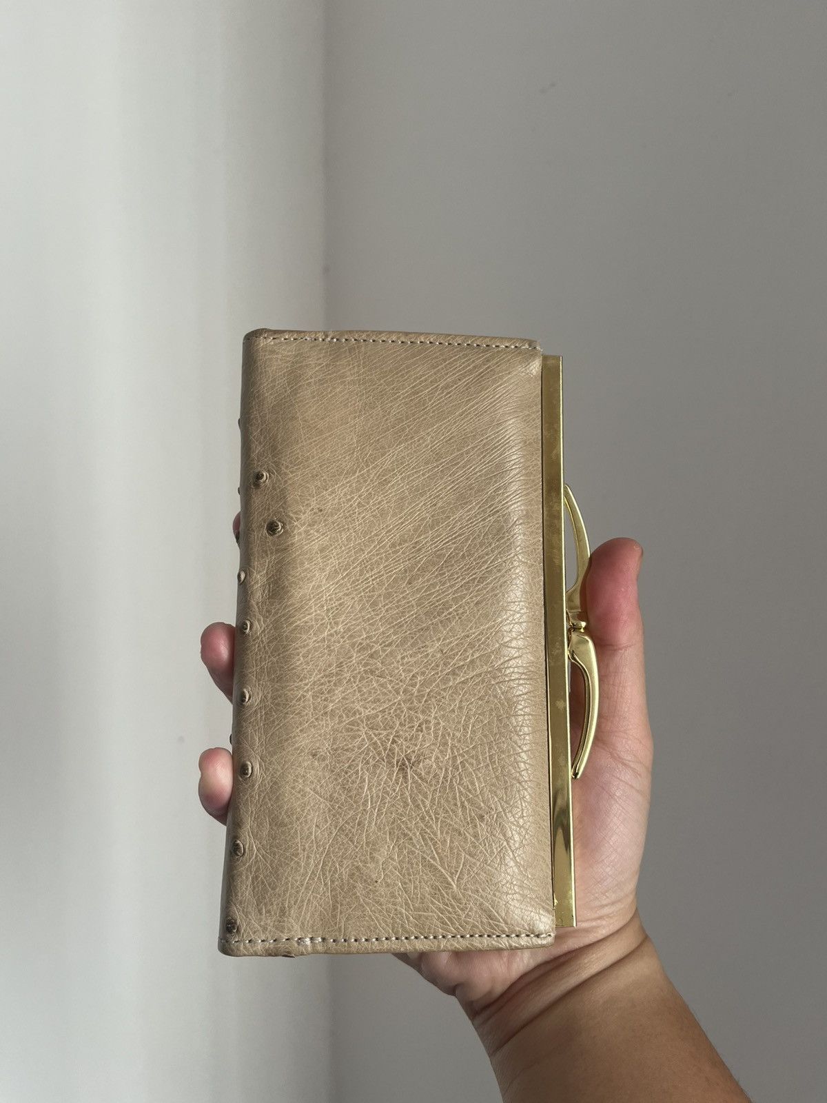 Vintage Long wallet ostrich Leather Y2k junya watanabe style