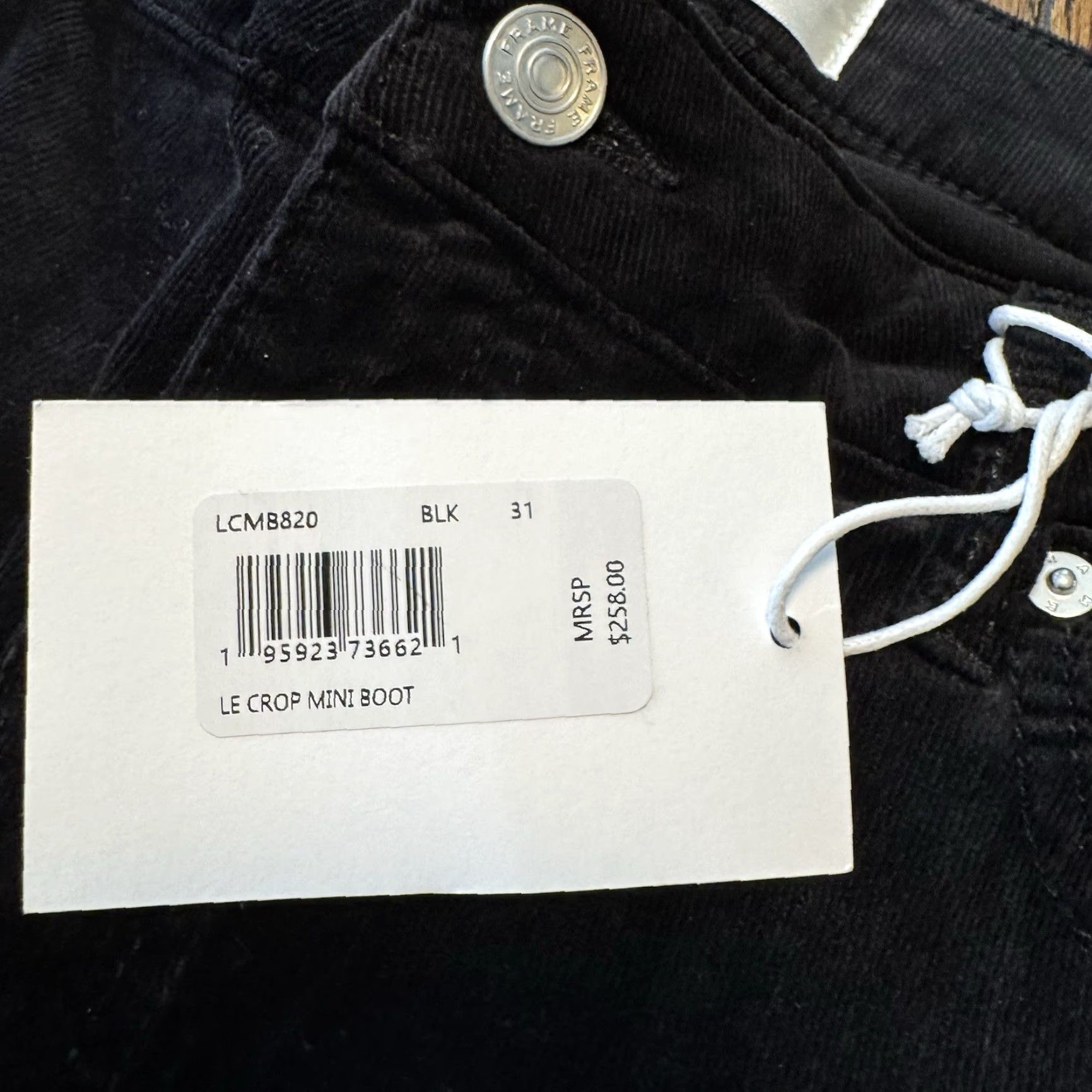 Frame FRAME Le Crop Mini Boot Denim Jeans Mid-Rise Black Size 31 Cropped Womens Regular Inseam 26 New with tags Size 33" - 6 Thumbnail