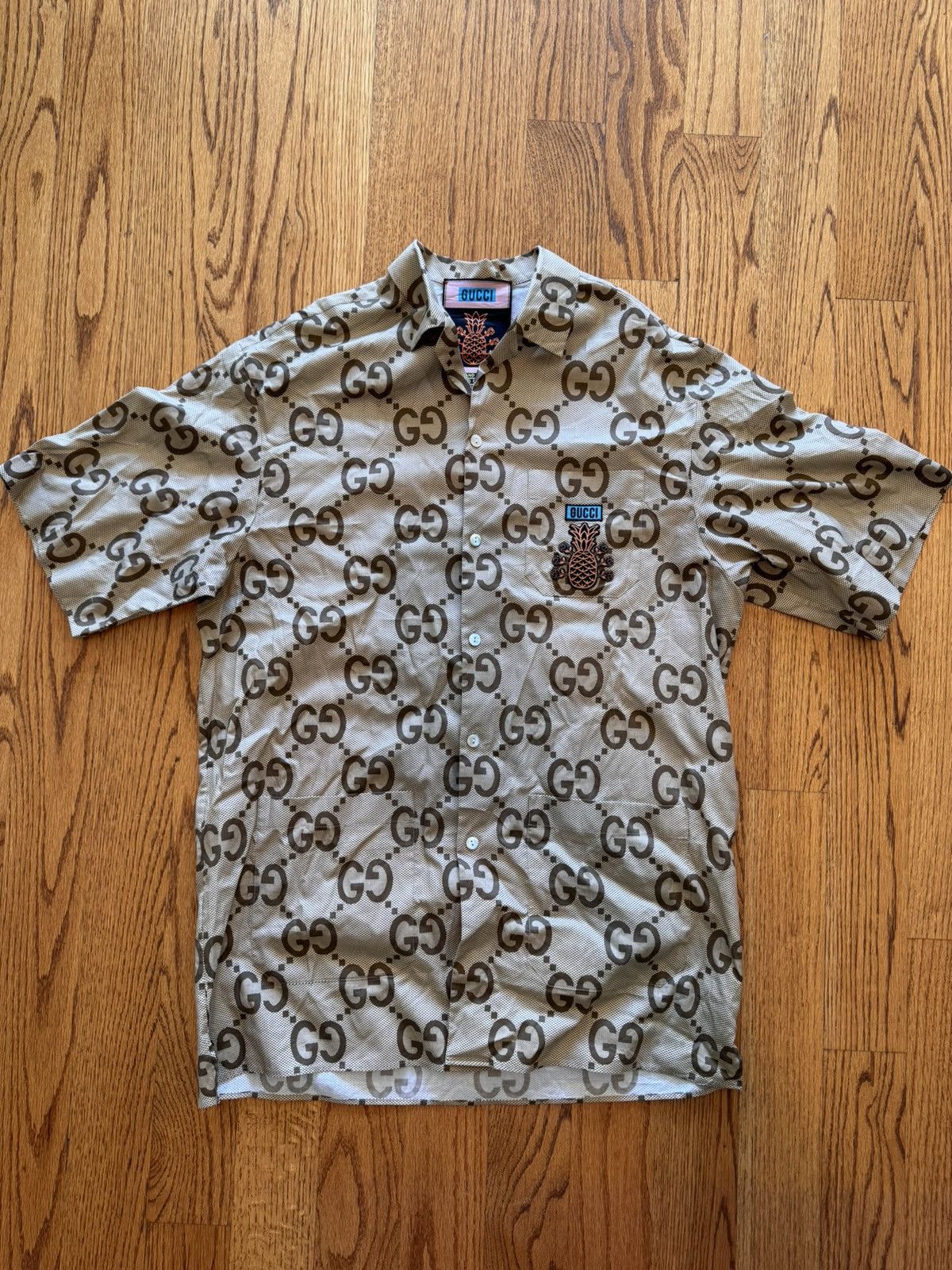 Gucci *** RARE GUCCI GG PINEAPPLE CANVAS BOWLING SHIRT | Grailed