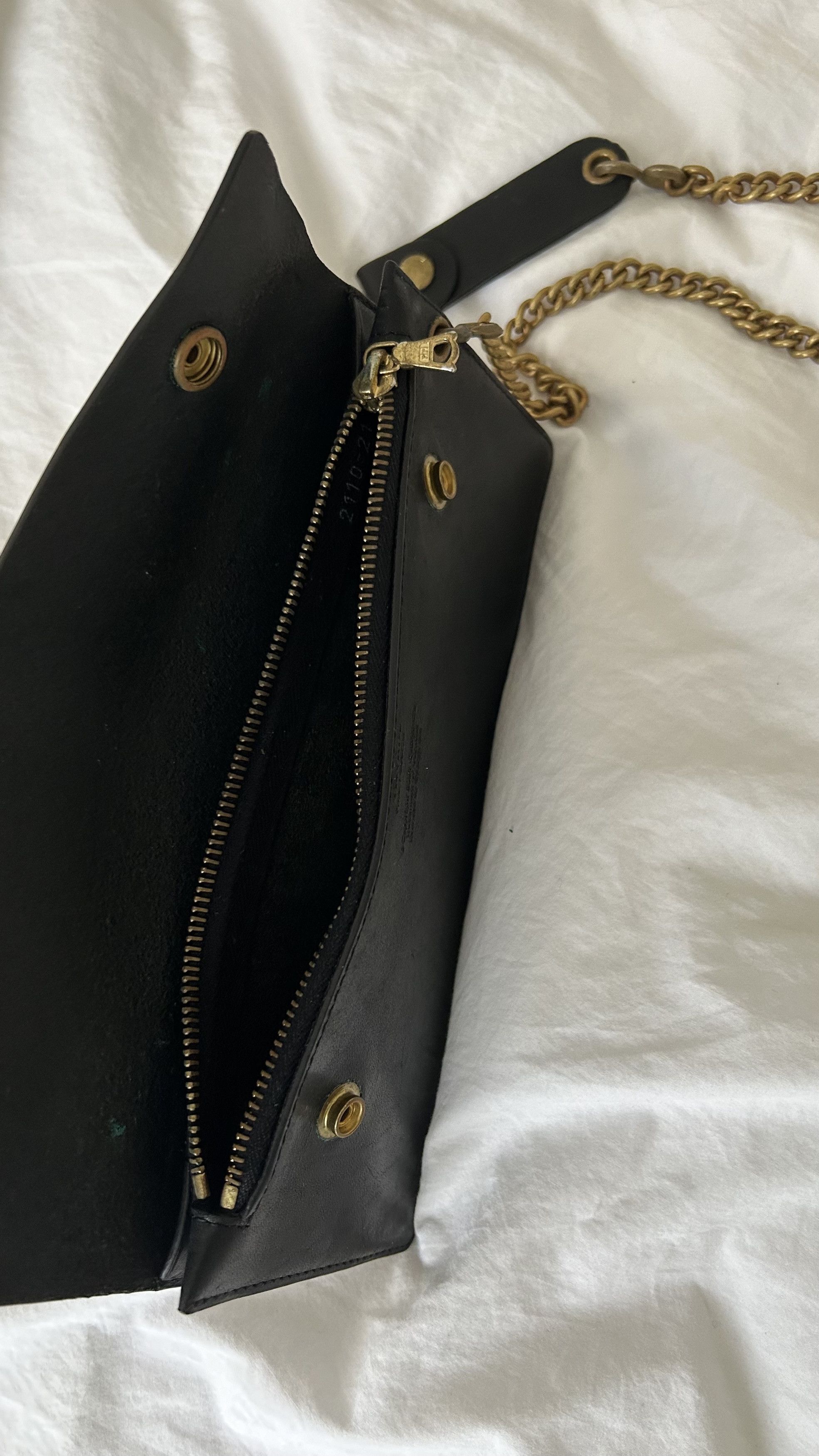 image of Visvim Fw15 . New . Black Veggie Tanned Leather Brass Chain Wallet, Men's