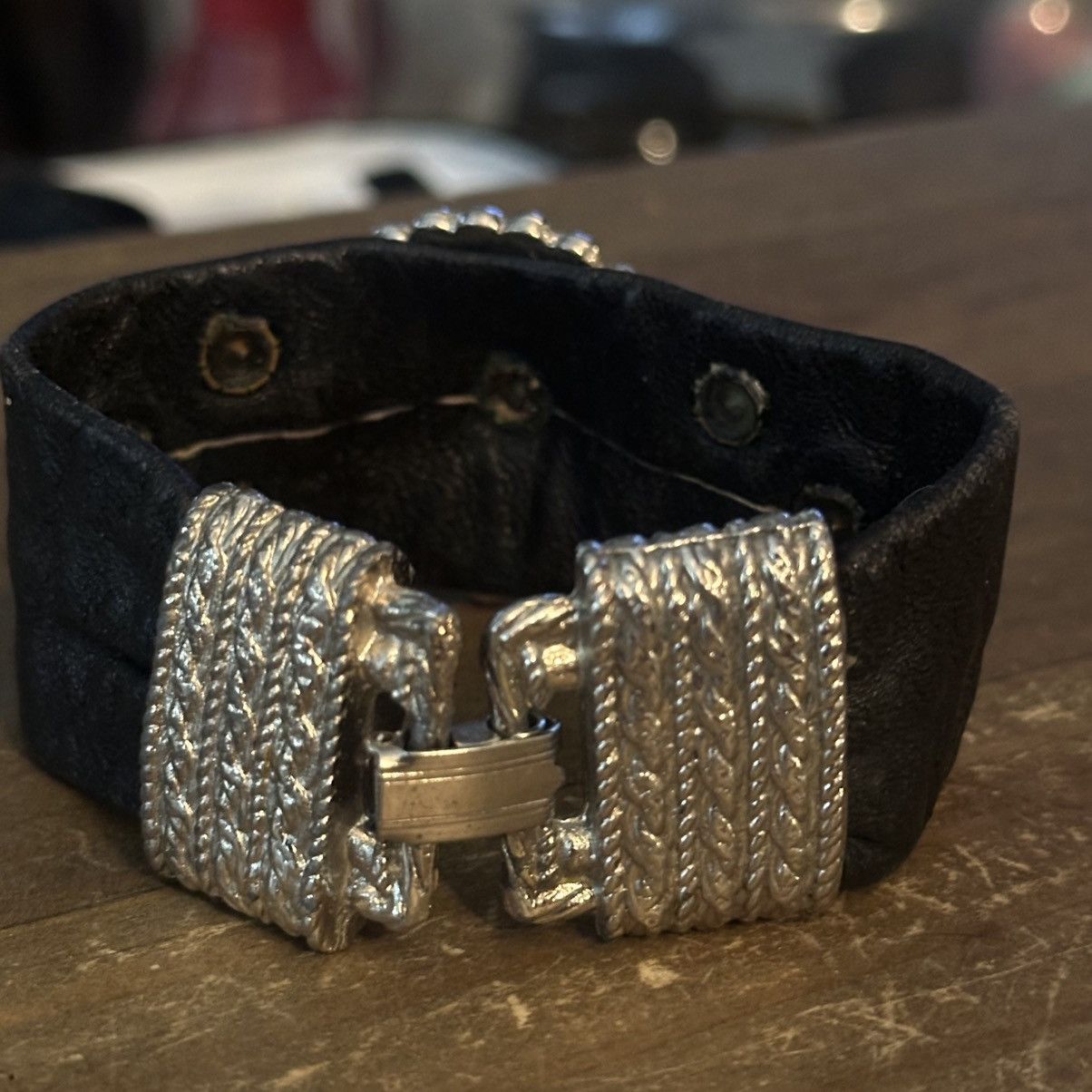 Other Wide leather medallion rhinestone bracelet Size ONE SIZE - 7 Thumbnail