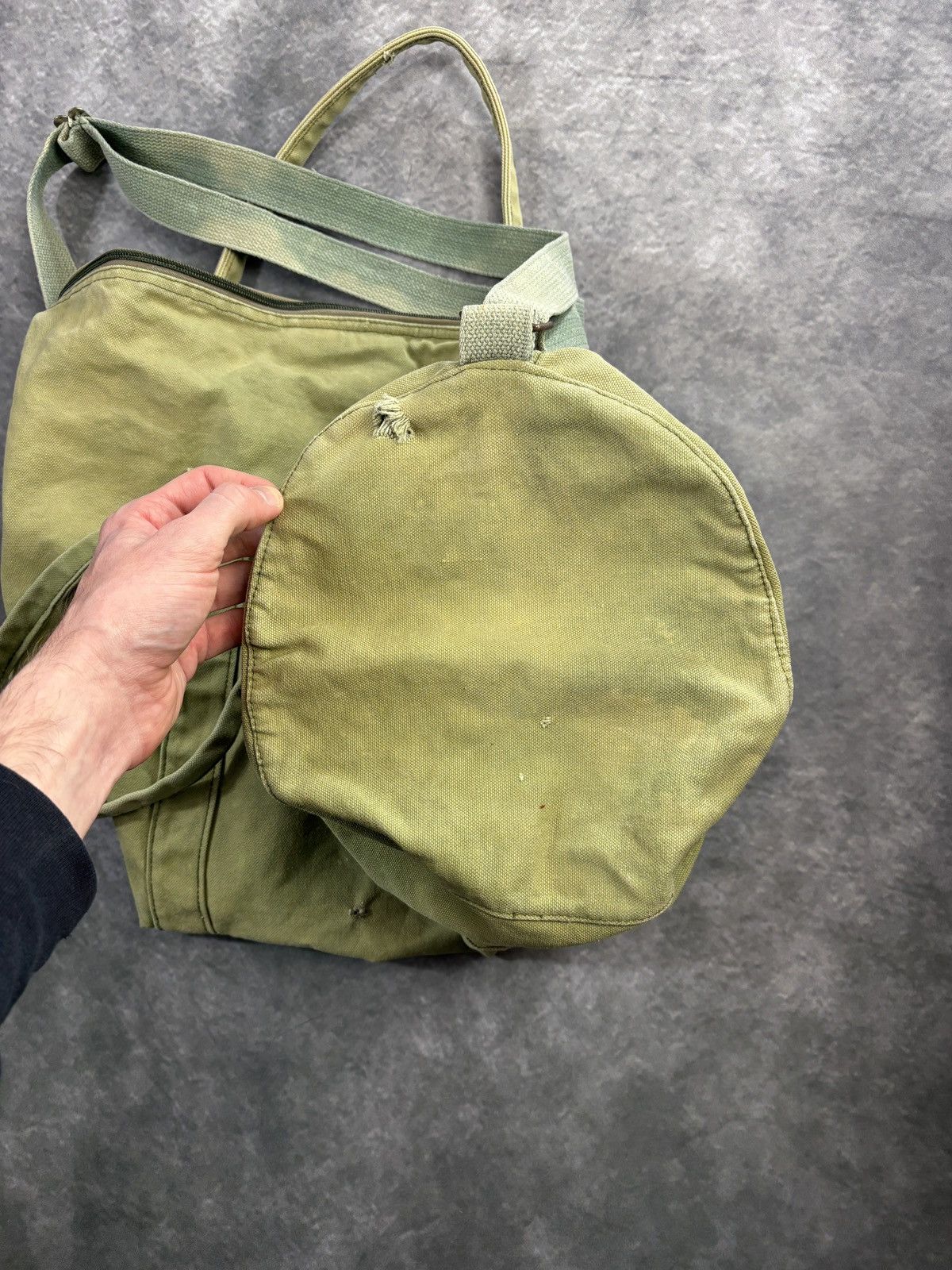 Vintage Vintage Military Duffle Bag Army Green Canvas Laundry Sling Size ONE SIZE - 11 Thumbnail