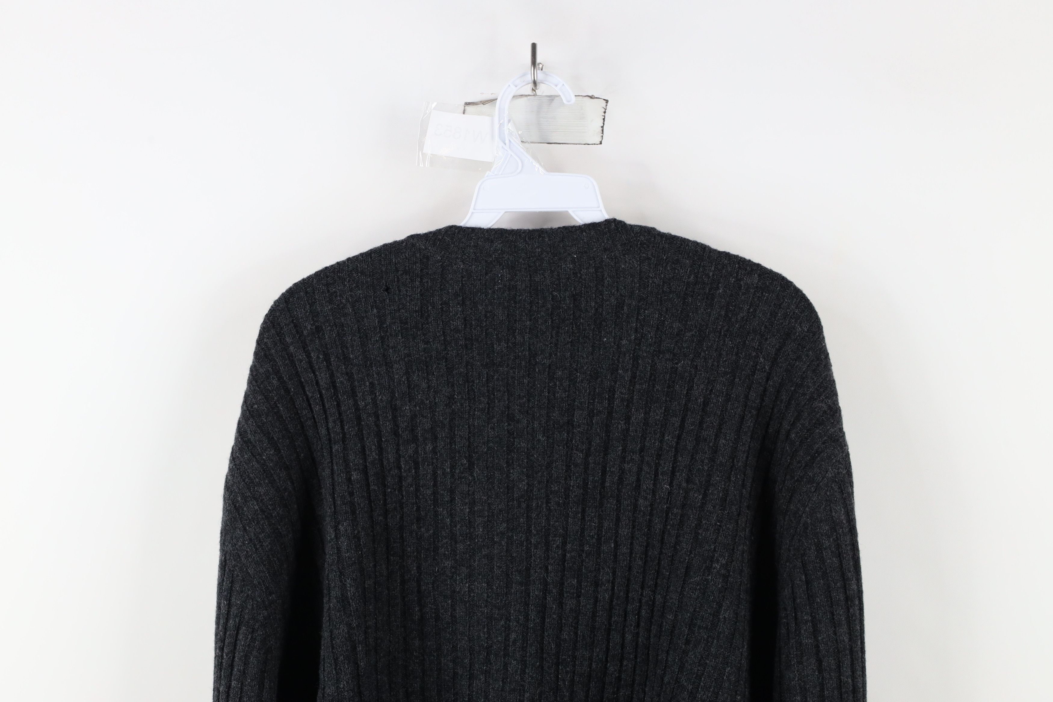 Vintage Vintage 90s Streetwear Blank Wool Ribbed Knit Sweater Gray Size US XL / EU 56 / 4 - 9 Thumbnail