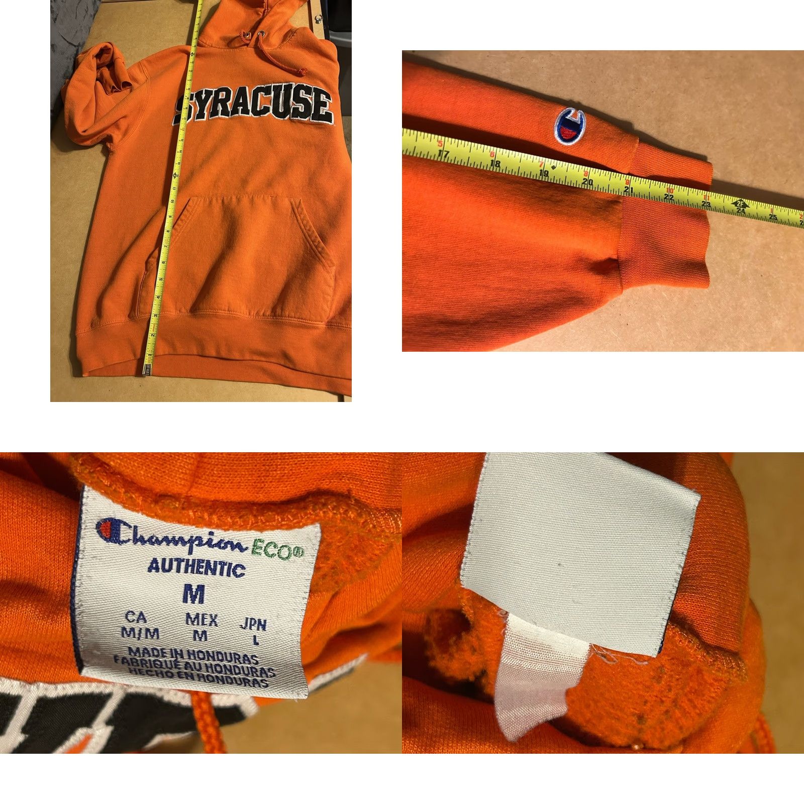 Champion VTG Syracuse University Hoodie Adult Medium Orange Drawstrings Kangaroo Pocket Champion Pullover Hooded Sweatshirt Size US M / EU 48-50 / 2 - 10 Thumbnail