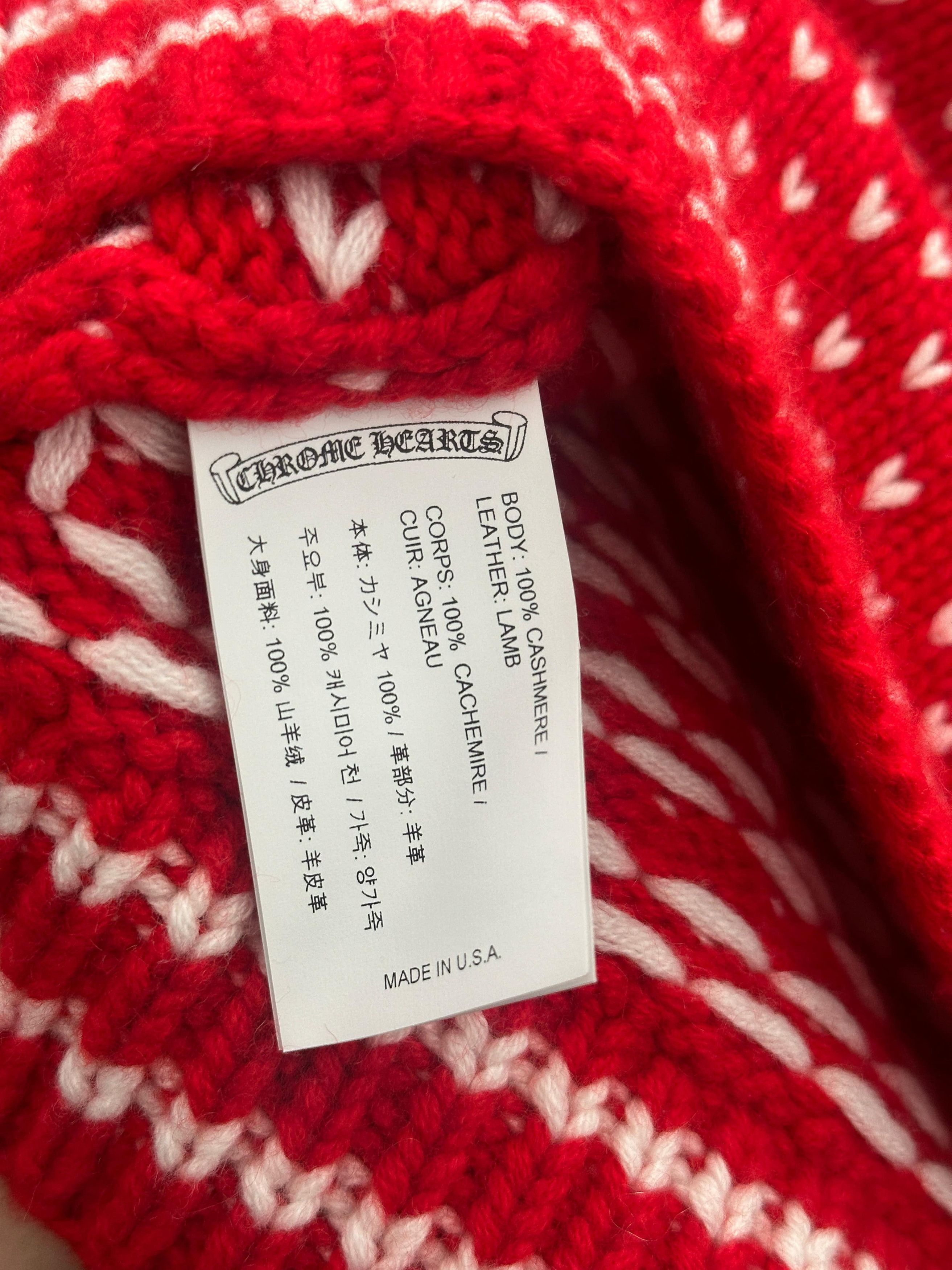 Chrome Hearts Chrome HeartsRED LEATHER PATCH CASHMERE SWEATER Size US M / EU 48-50 / 2 - 8 Thumbnail