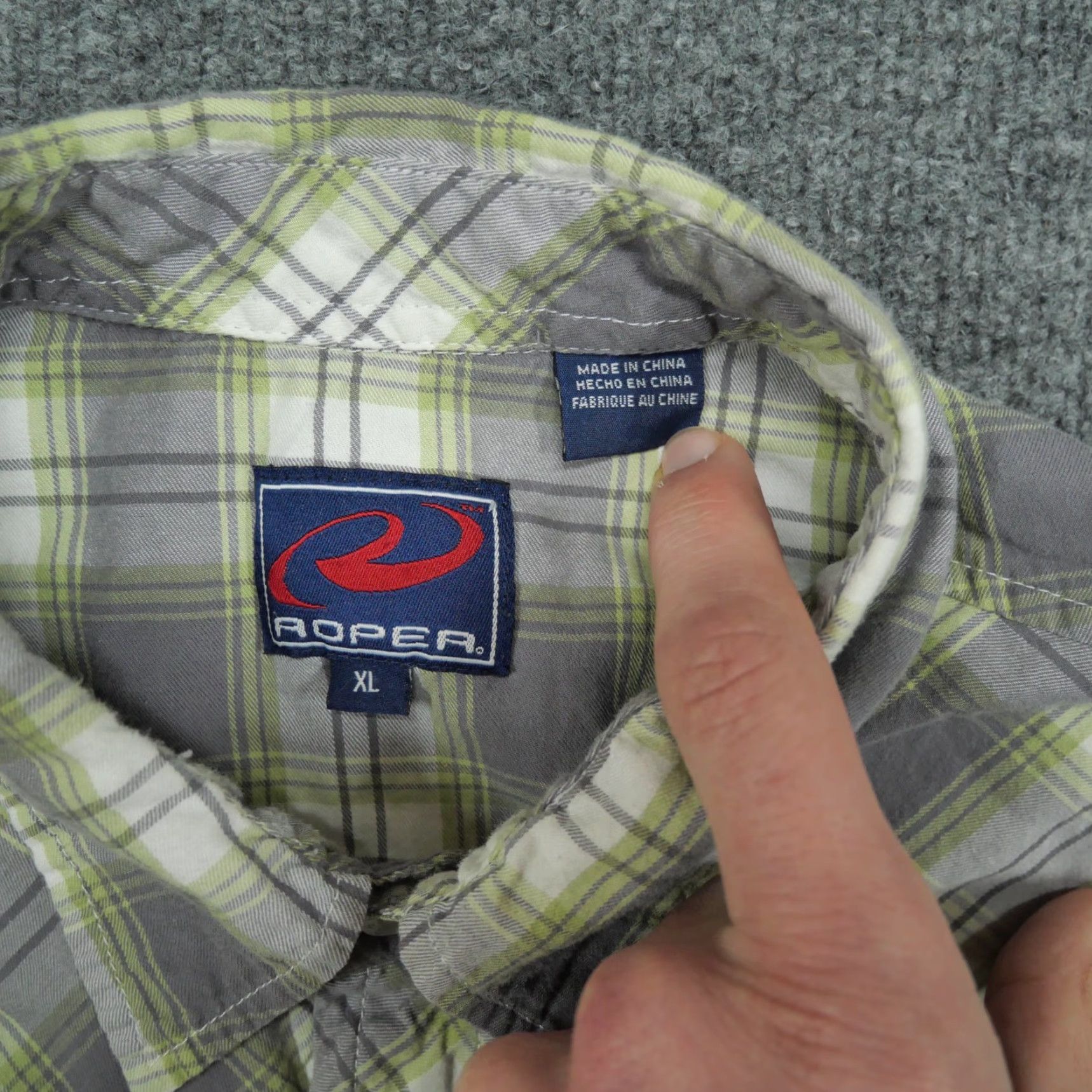 Roper VINTAGE Roper Shirt Mens XL Grey Green Plaid Pearl Snap Long Sleeve Western Country Size US XL / EU 56 / 4 - 3 Thumbnail