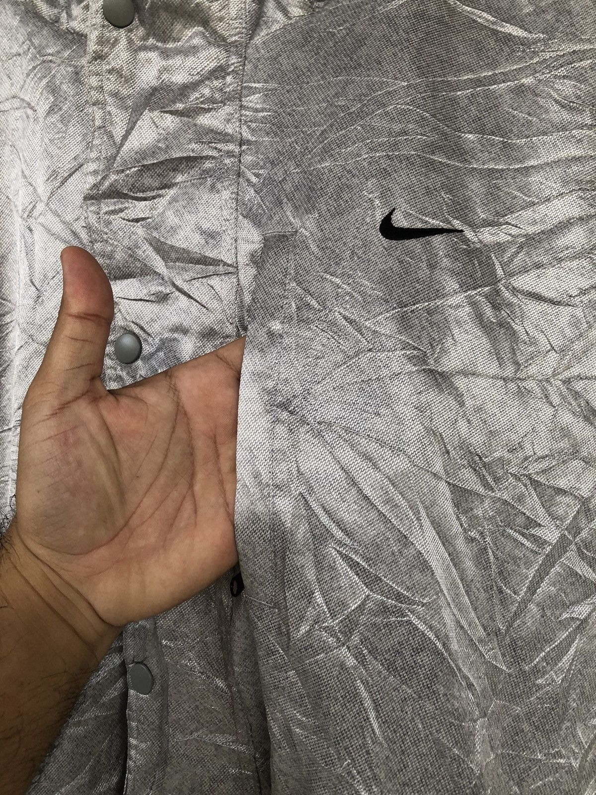 Nike × Vintage Vintage Nike Silver Long Coat Fleece Jacket Size US XL / EU 56 / 4 - 6 Thumbnail