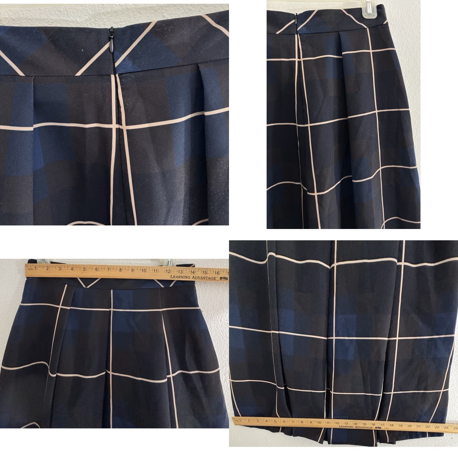 Marella Marella Skirt Blue Plaid Lined High Rise 8 Women Italy Workwear Casual Knee Length Polyester Zip Pattern Vintage No Size 30" / US 8 / IT 44 - 8 Thumbnail