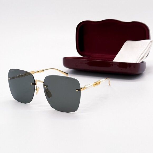 Gucci NEW GUCCI GG1923SA 001 SUNGLASSES GOLD GREY WOMEN EYEWEAR Size ONE SIZE - 2 Thumbnail
