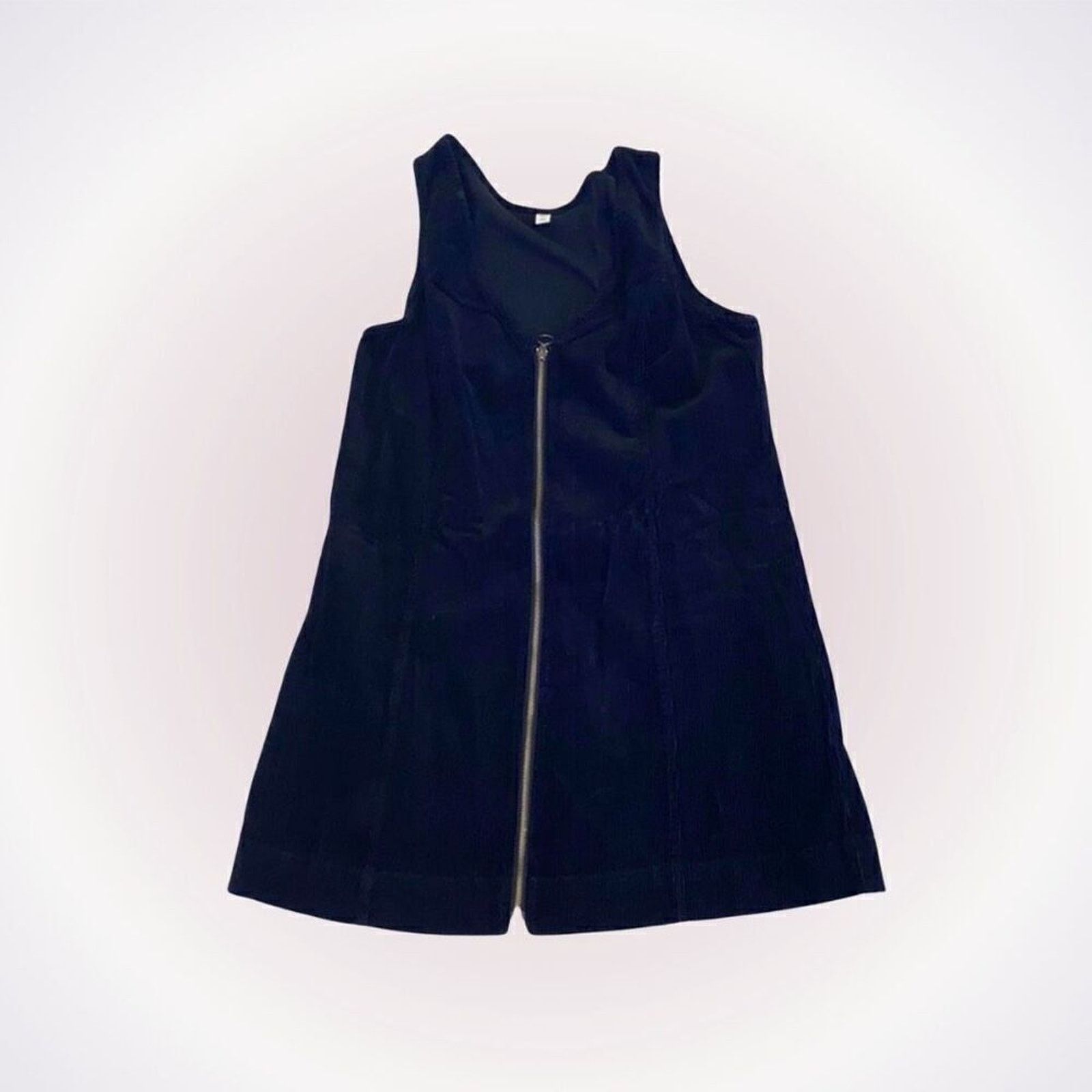 BP. BP Corduroy Feel Black Zip-Front Sleeveless Dress | Sz L Size L / US 10 / IT 46 - 1 Thumbnail