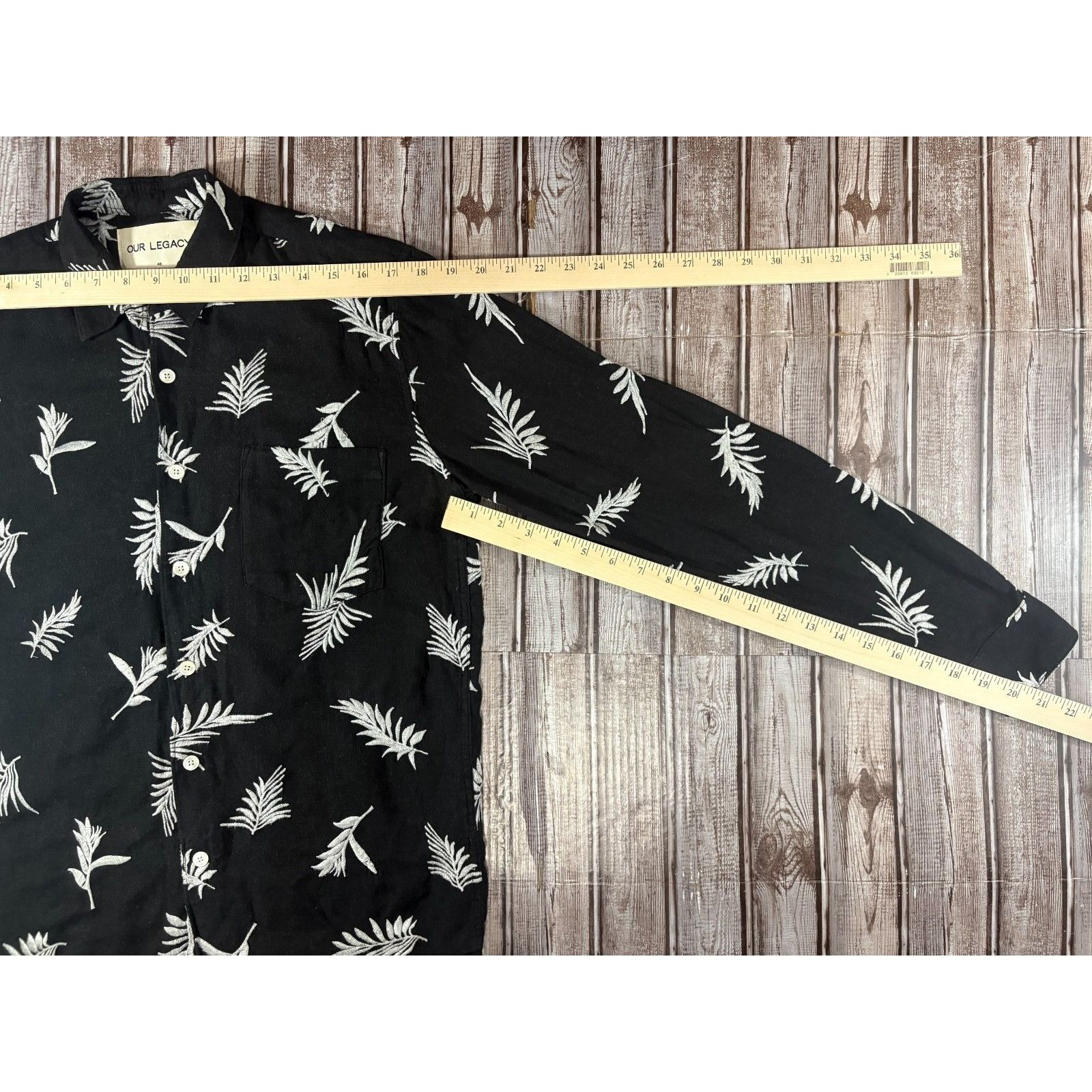 Our Legacy Our Legacy wool blend Embroidered leaf shirt color black whi Size US XXL / EU 58 / 5 - 5 Thumbnail
