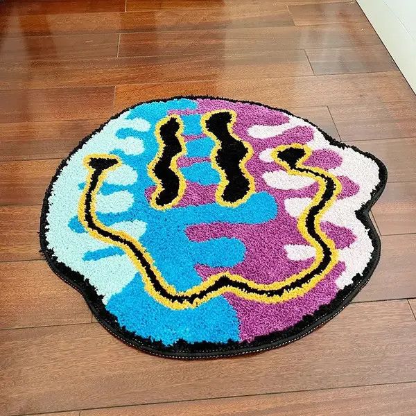 Designer Handmade Smile Face Colorful Custom Carpet Rug Size ONE SIZE - 8 Thumbnail