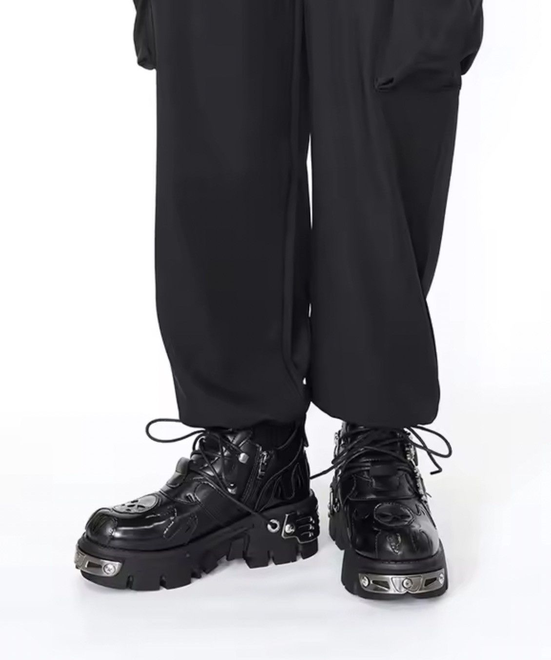 Japanese Brand Microfiber Platform Boots -New Rock Style -Lightweight Boots Size US 6.5 / EU 39-40 - 3 Thumbnail