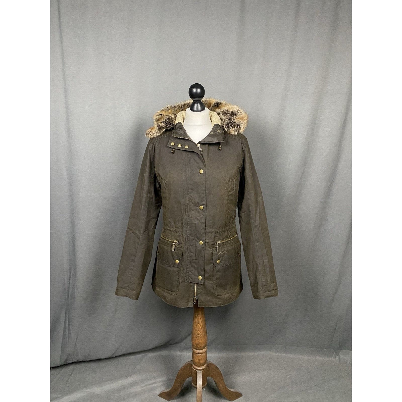 Barbour Barbour Kelsall Women's Green Waxed Hooded Parka Jacket Size Size M / US 6-8 / IT 42-44 - 4 Thumbnail