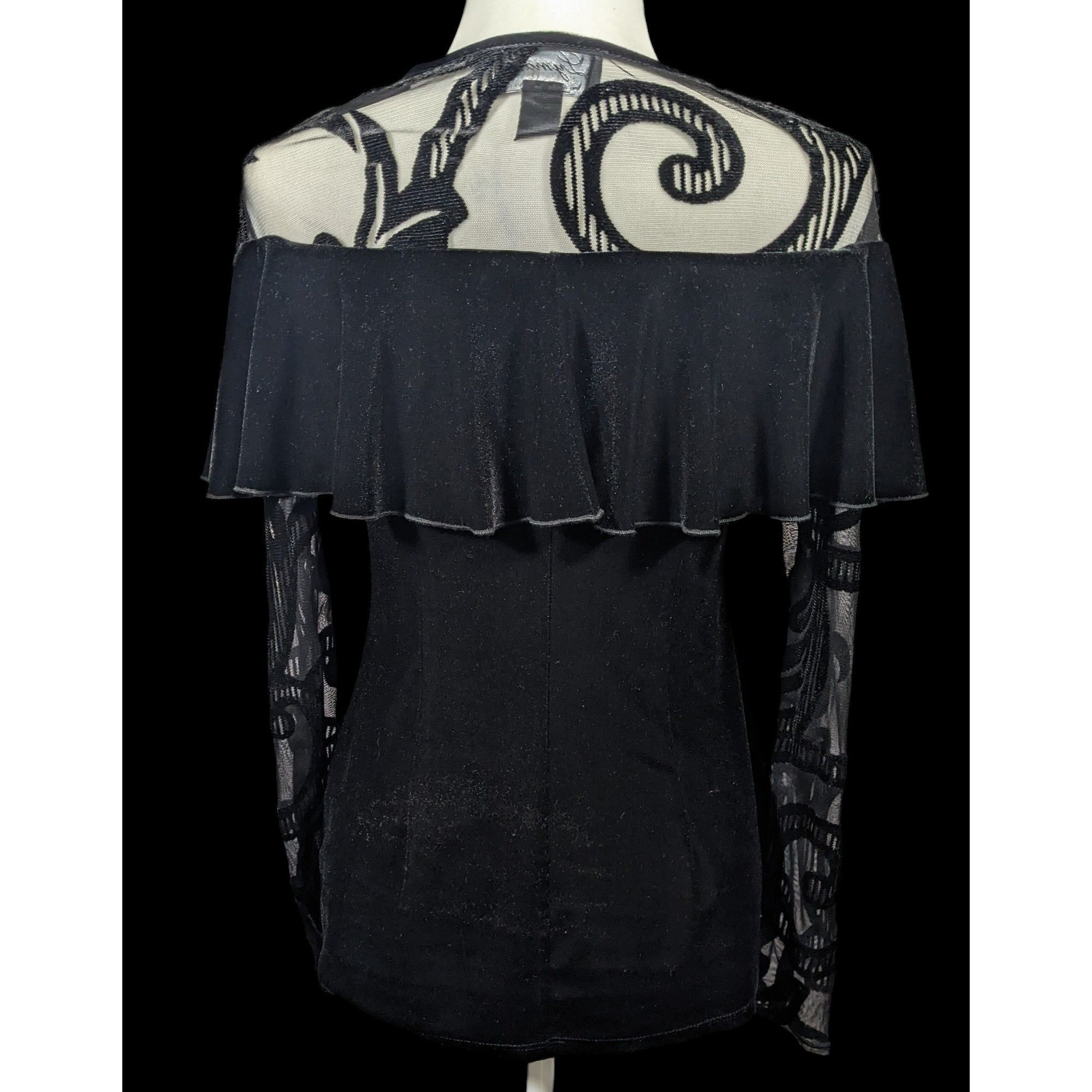 Frank Lyman Lyman by Frank Lyman Gothic Burnout Velvet Ruffle Top Size 4 Size S / US 4 / IT 40 - 2 Thumbnail